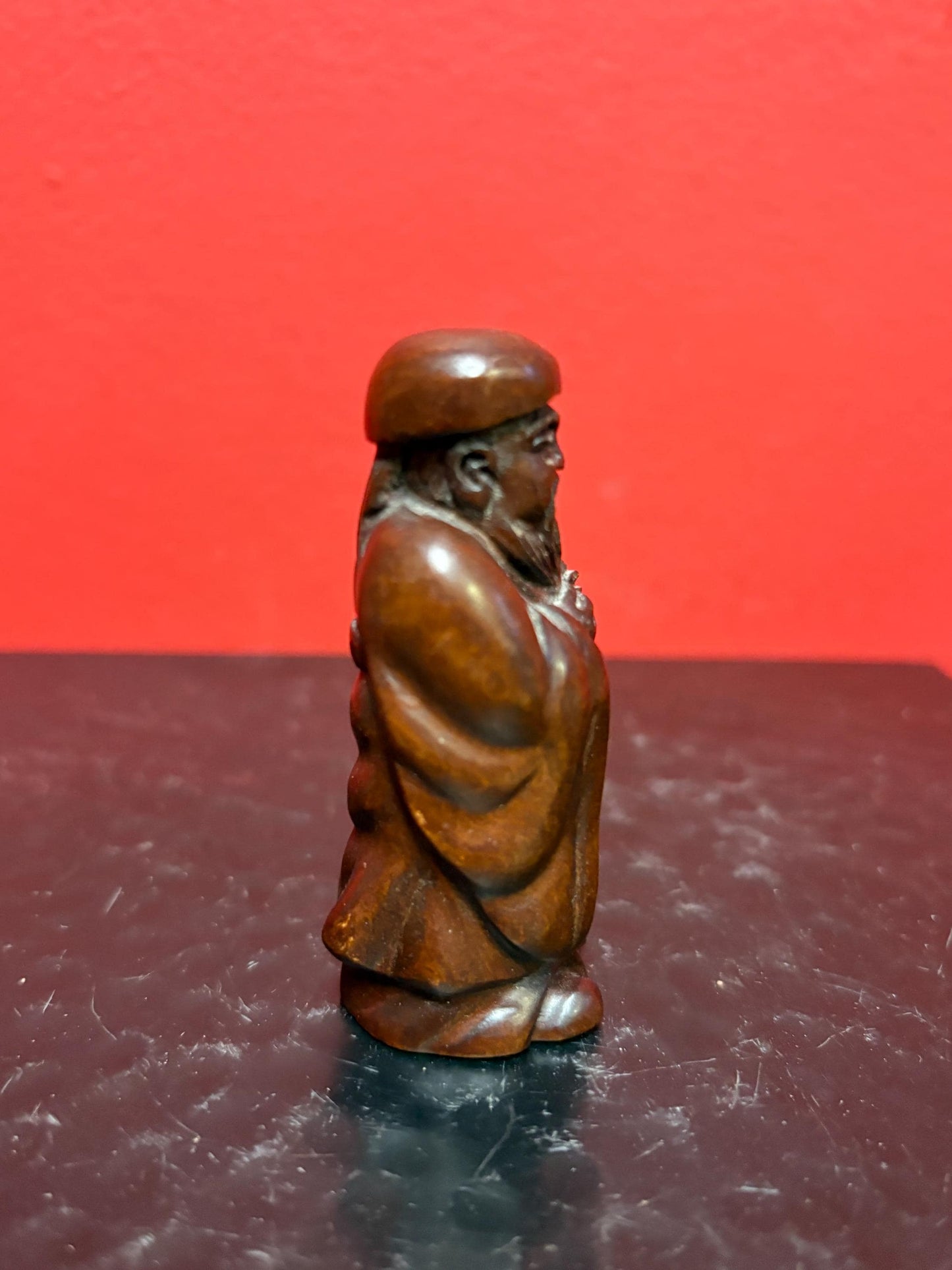 Wonderful antique Japanese WOODEN  netsuke  3 inches tall  amazing detail  good value