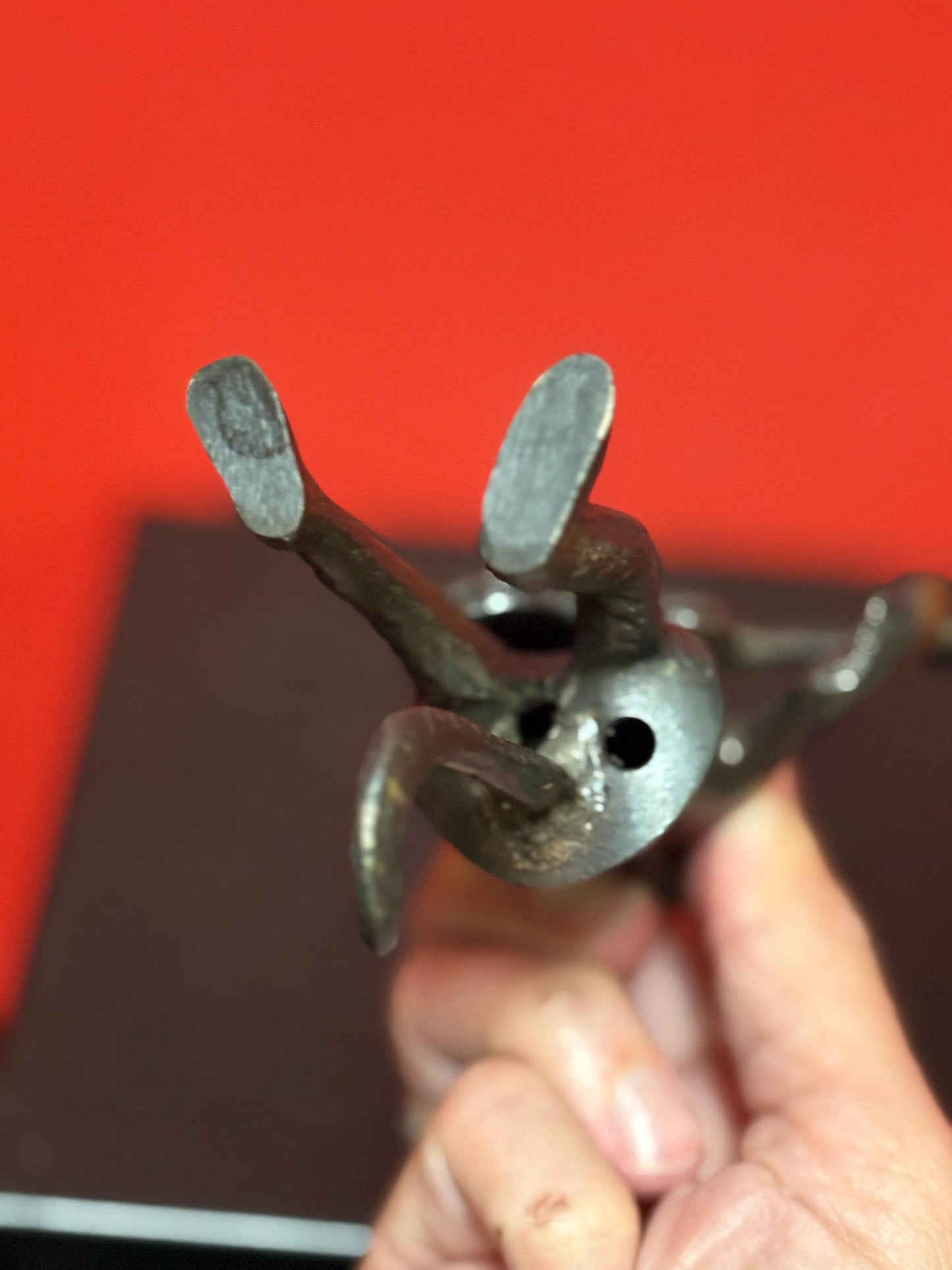 Beautiful antique bronze monkey playing the guitar  great Patina  and 5 inches tall  amazing gift  monkey business