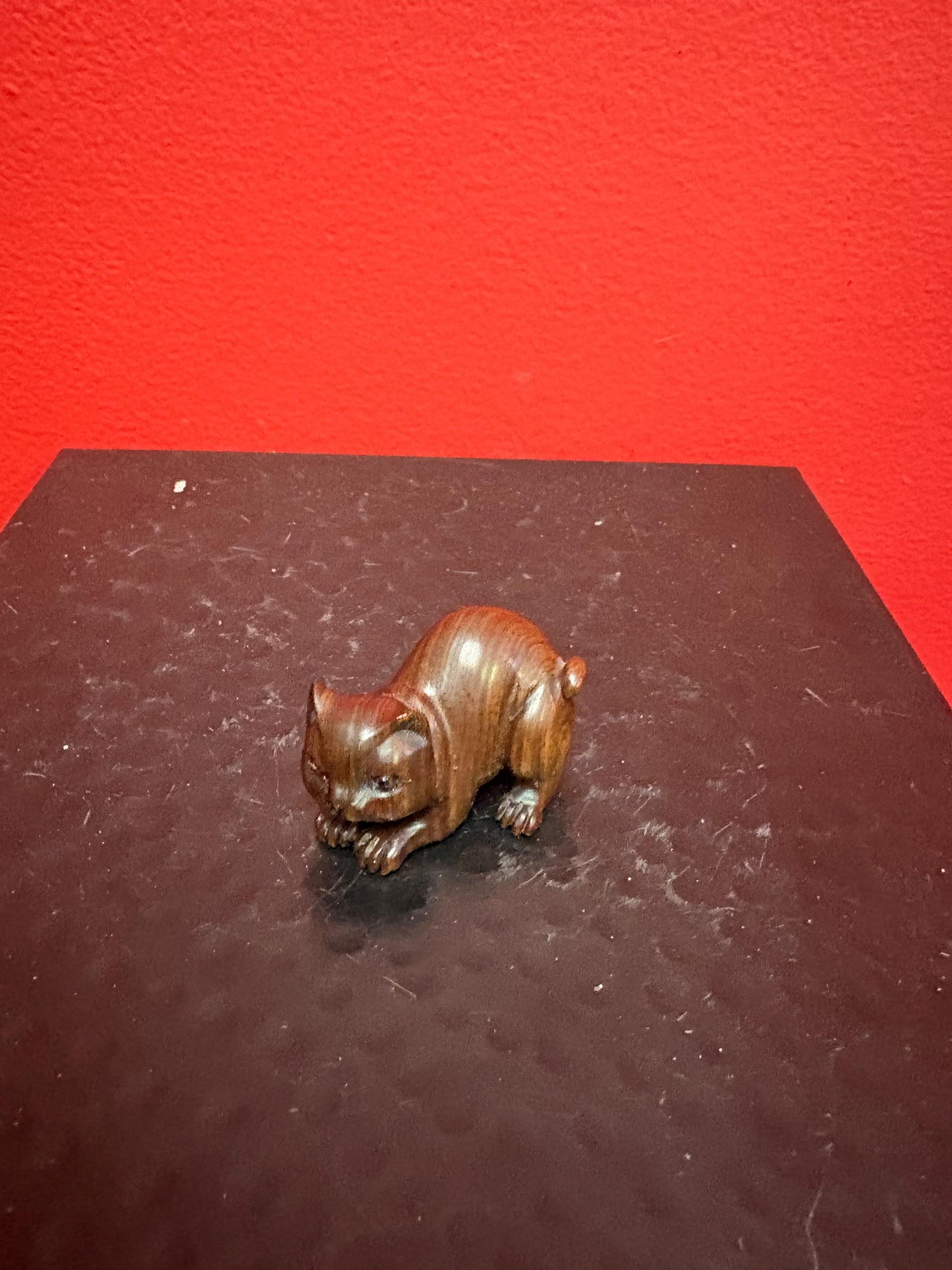 Beautiful Japanese 2 inch long wooden netsuke  antique with great detail  B