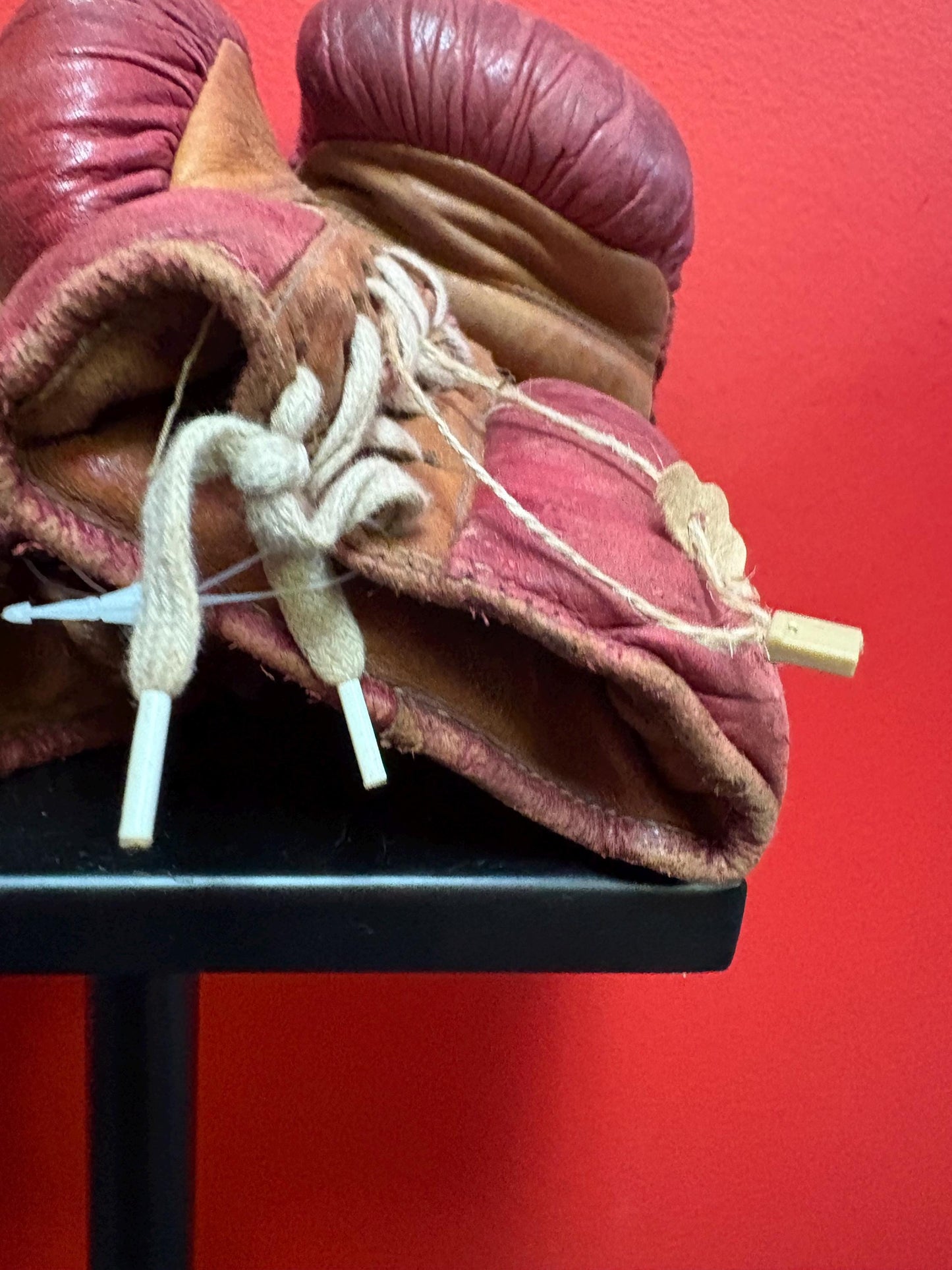 Amazing pair of 9 inch long antique leather boxing gloves  great condition for age  see photos  perfect gift