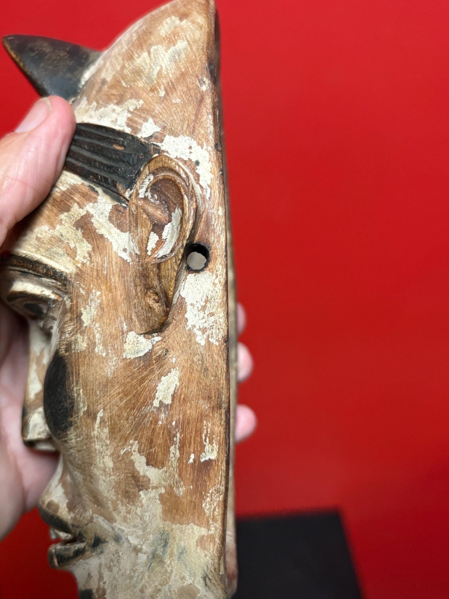 Beautiful African 7 x 3 inch wide antique mask  amazing patina and detail  really cool one