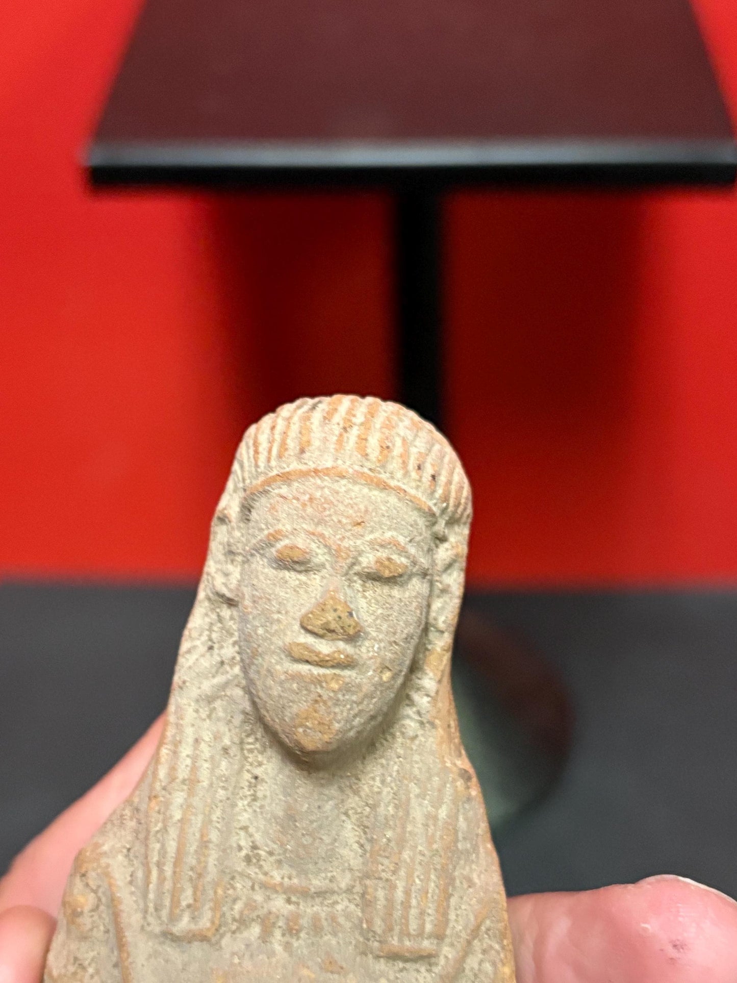 fabulous museum quality rare 6 1/2 inch Egyptian ancient terra-cotta statue with amazing detail - see description- wow