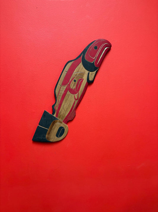 Stunning indigenous first nations pacific West Coast 18 x 5 high Pacific salmon by Tyrone Joseph  great detail and imagery  wow