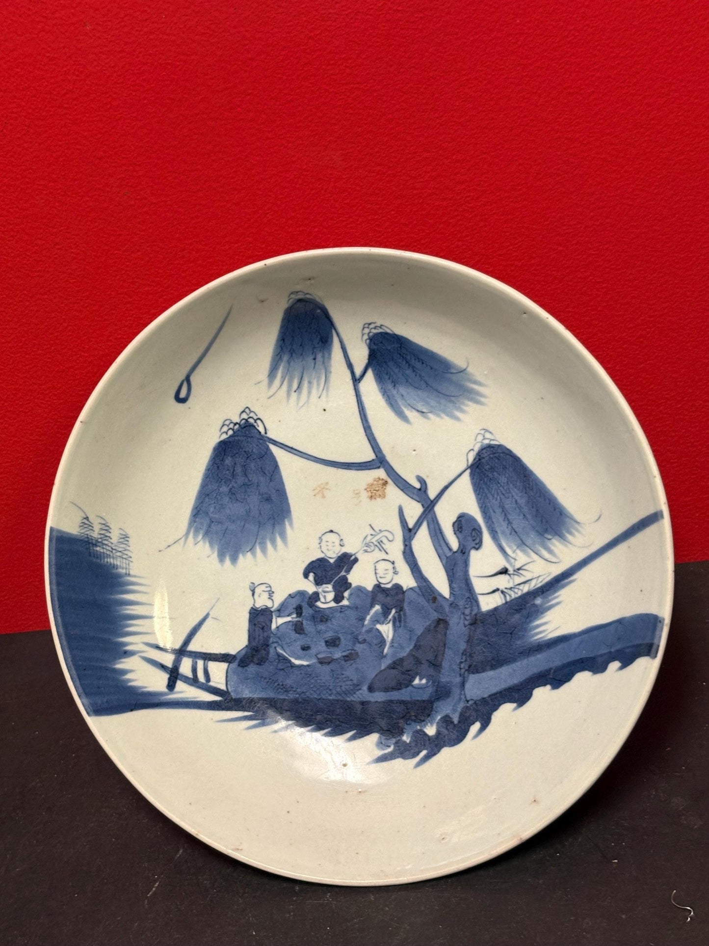 Stunning late 18 century rare Chinese 11 inch charger  wonderful imagery with little damage in the middle  truly amazing value
