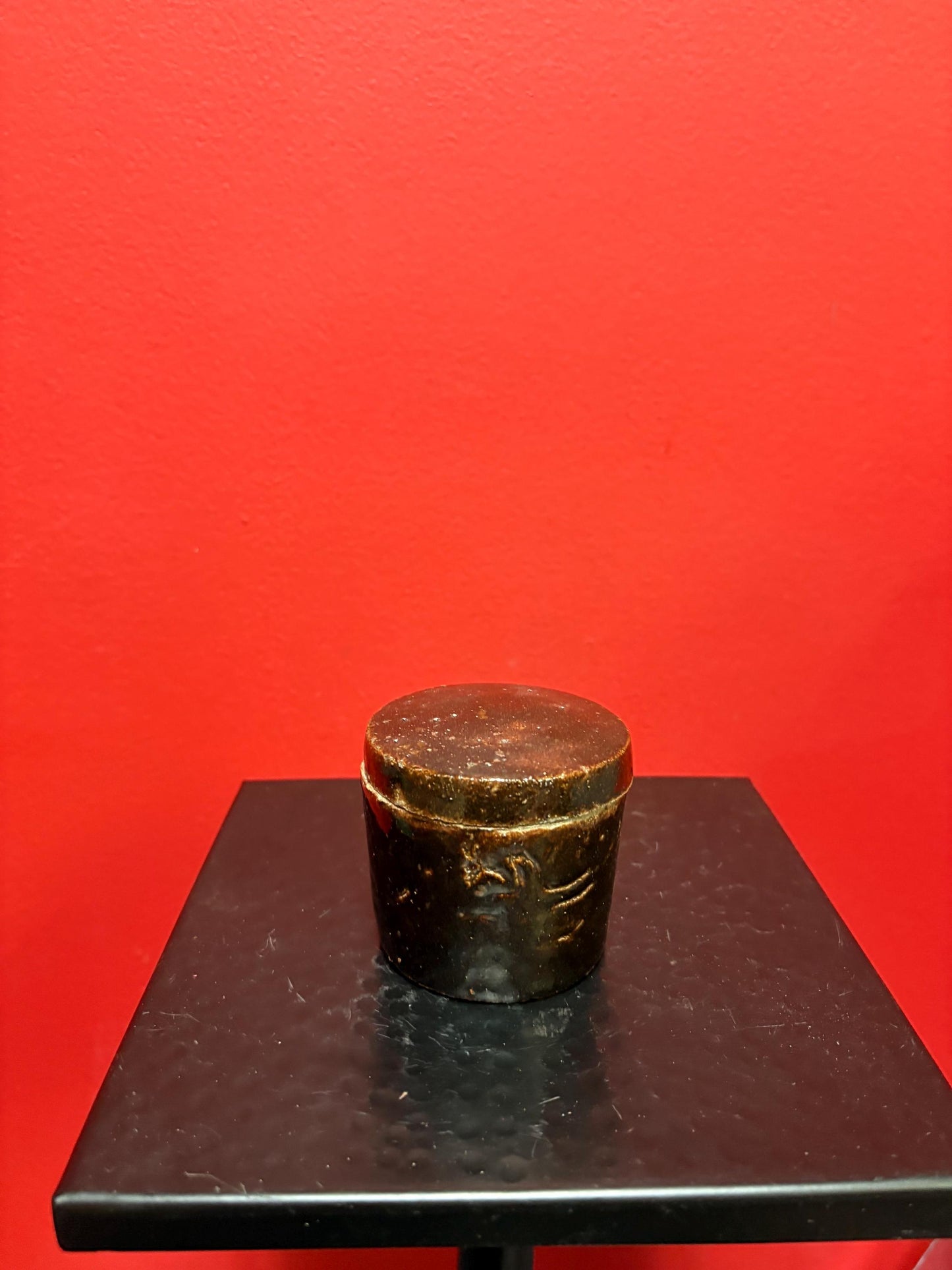 Absolutely beautiful museum quality rare  pre  1800 Chinese soy glazed clay pot with lid  fabulous condition and intense beauty