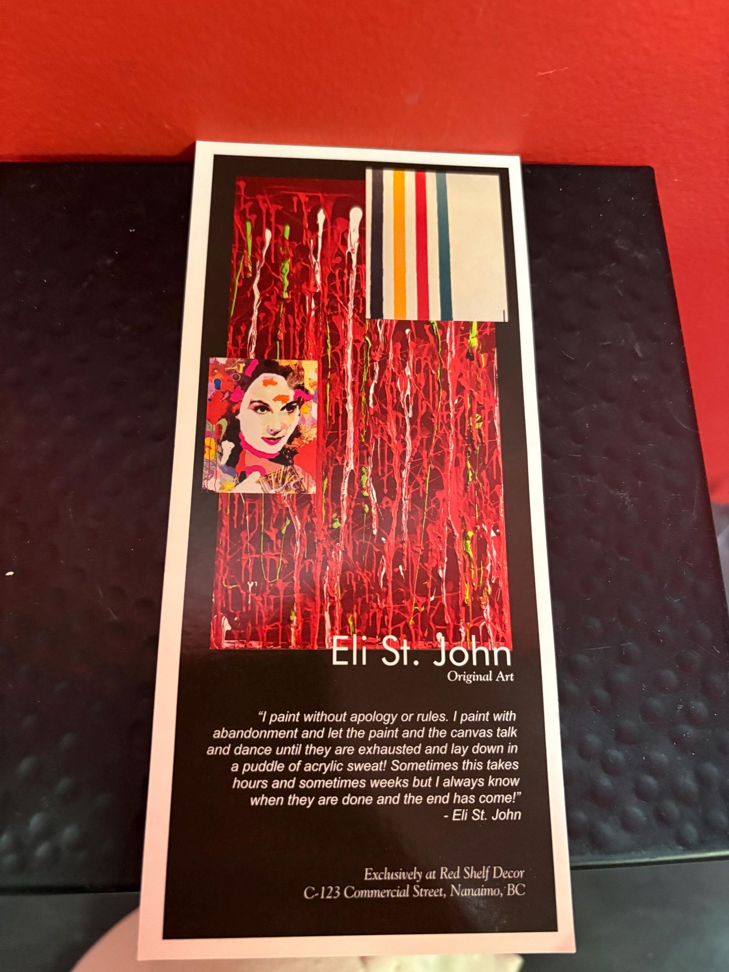 Beautiful original mixed media acrylic painting by visually impaired Canadian artist Eli St. John  17 x 17 inches - wow   flowers