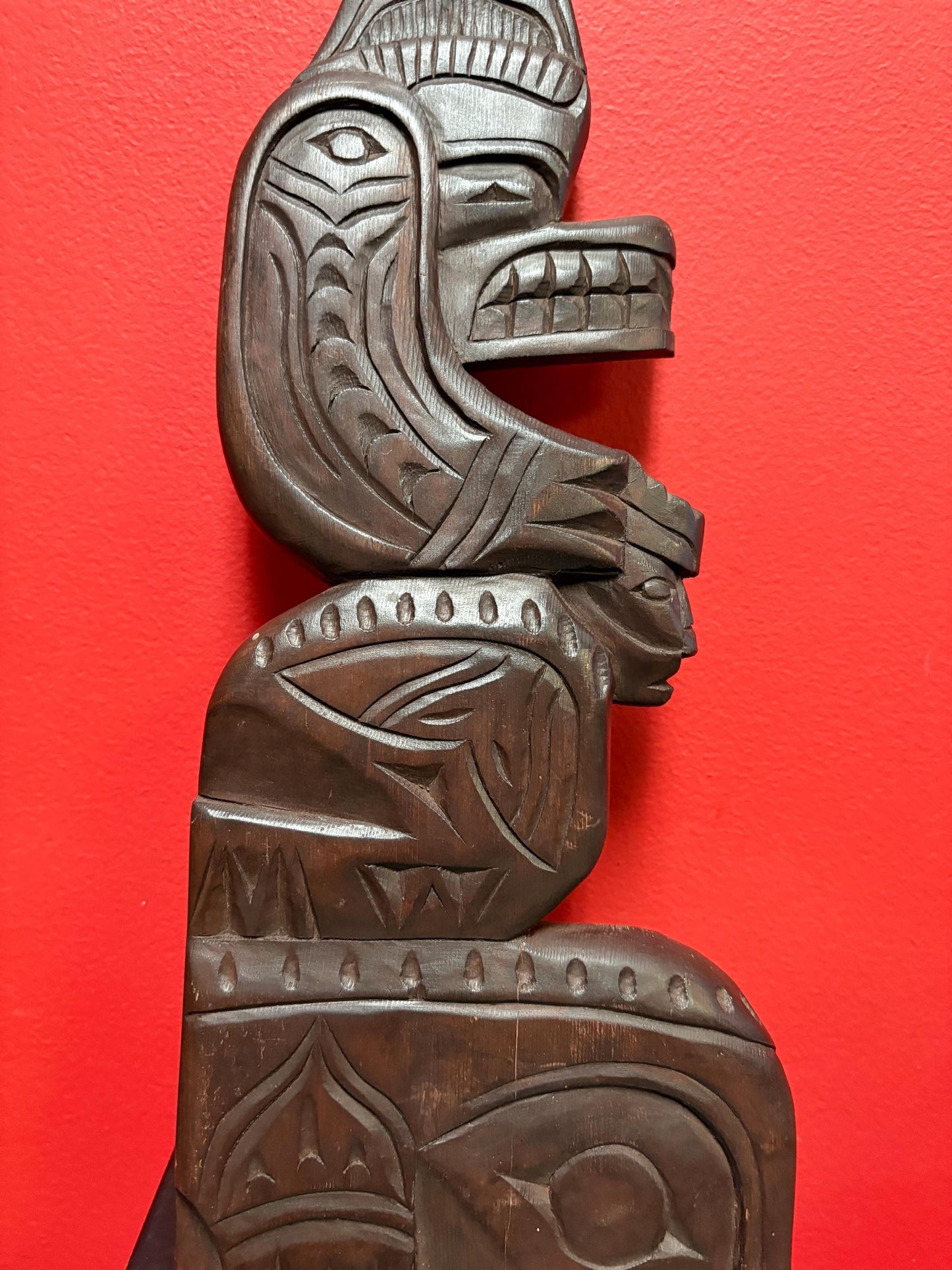 beautiful Indigtnous  first nations Pacific Northwest coast Norm Joseph 15 x 7 plaque  great imagery and great price  needs hanger