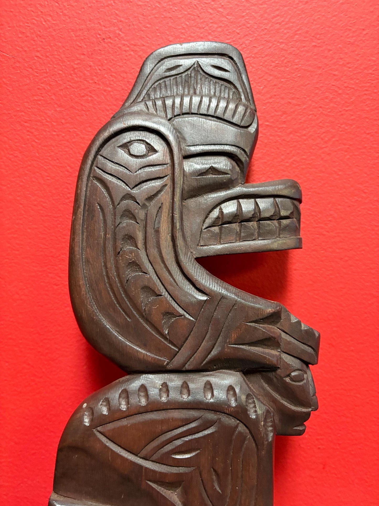 beautiful Indigtnous  first nations Pacific Northwest coast Norm Joseph 15 x 7 plaque  great imagery and great price  needs hanger