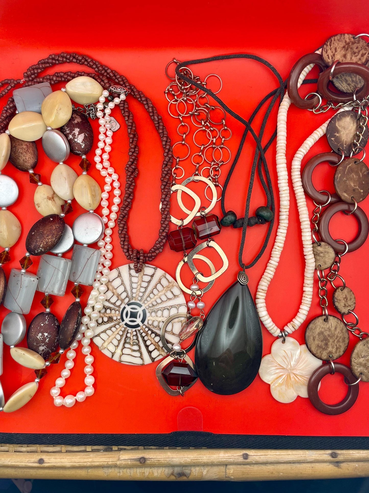 Lot of 7 Assorted Necklaces  Mixed Styles, Lengths and Materials