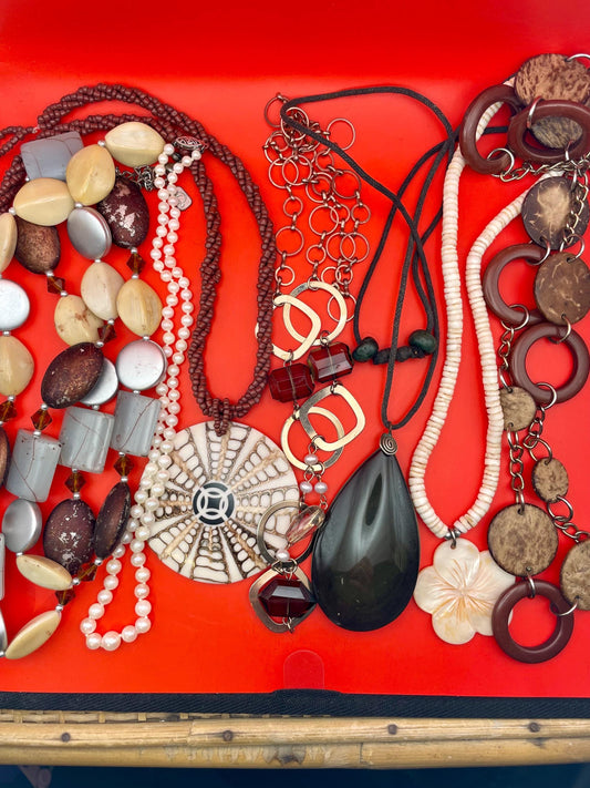 Lot of 7 Assorted Necklaces  Mixed Styles, Lengths and Materials