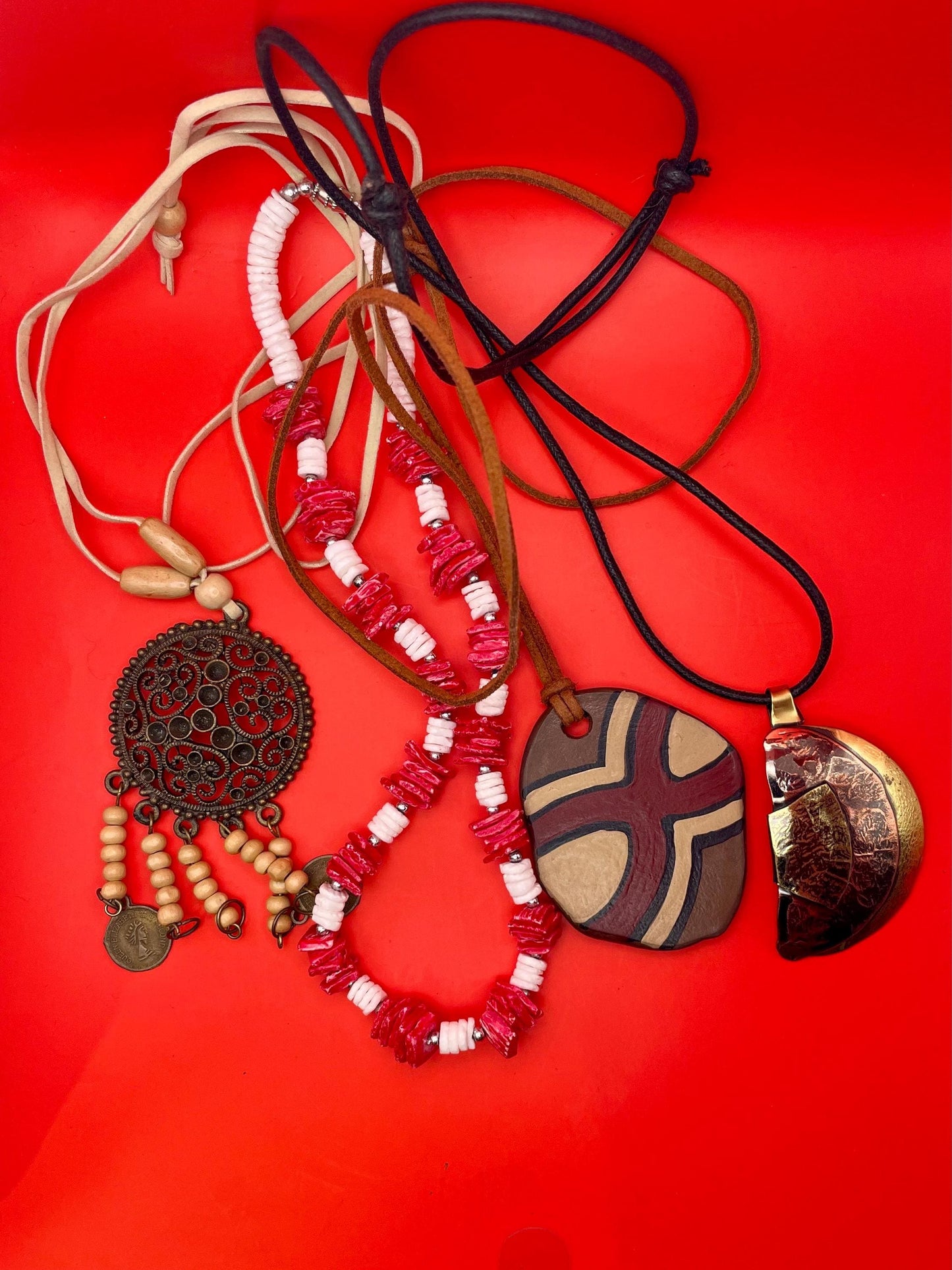 Lot of 4 Assorted Necklaces  Mixed Styles, Lengths & Materials
