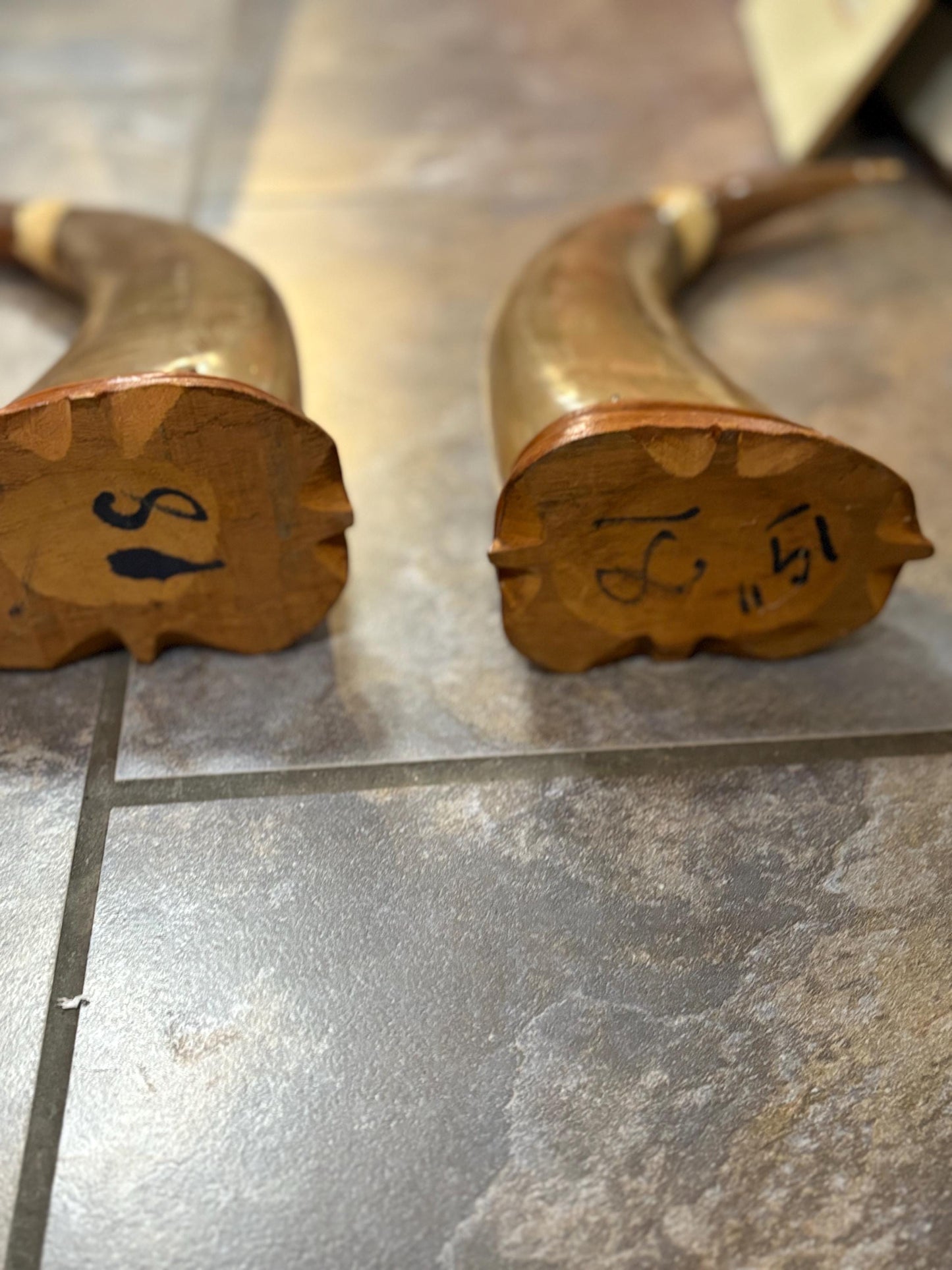 Large pair water Buffalo Chinese horns with animal imagery  approx 16 x 5 inch - great look and amazing price
