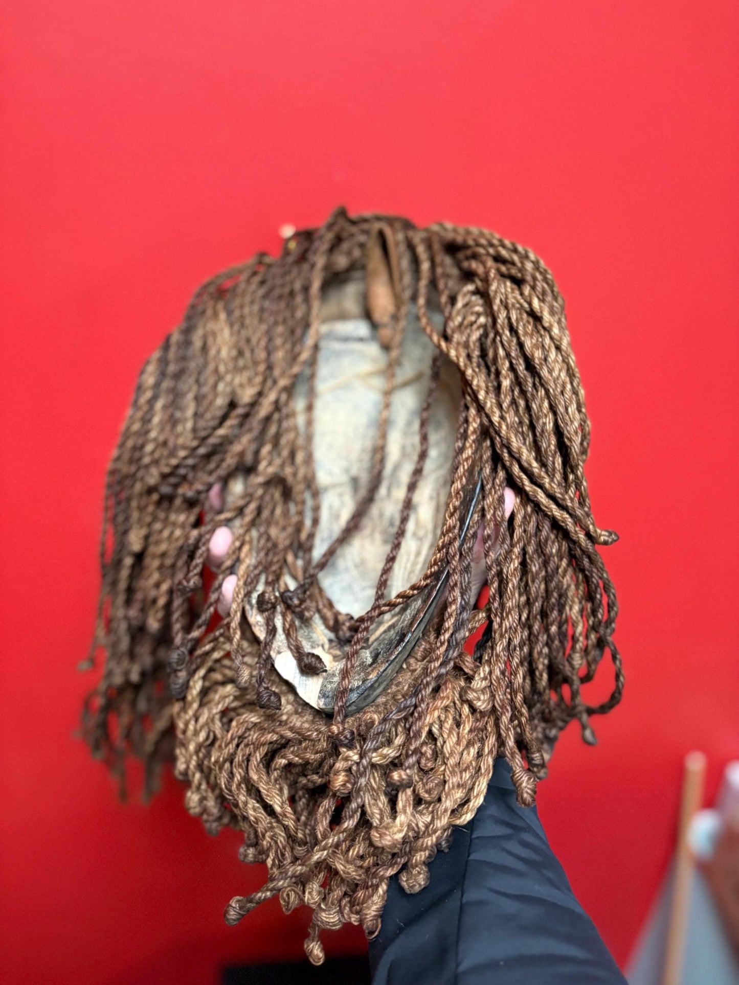 Authentic African tribal antique Dan mask - 15 x 10“ wide with hair - beautiful shells  a real stunner  great value