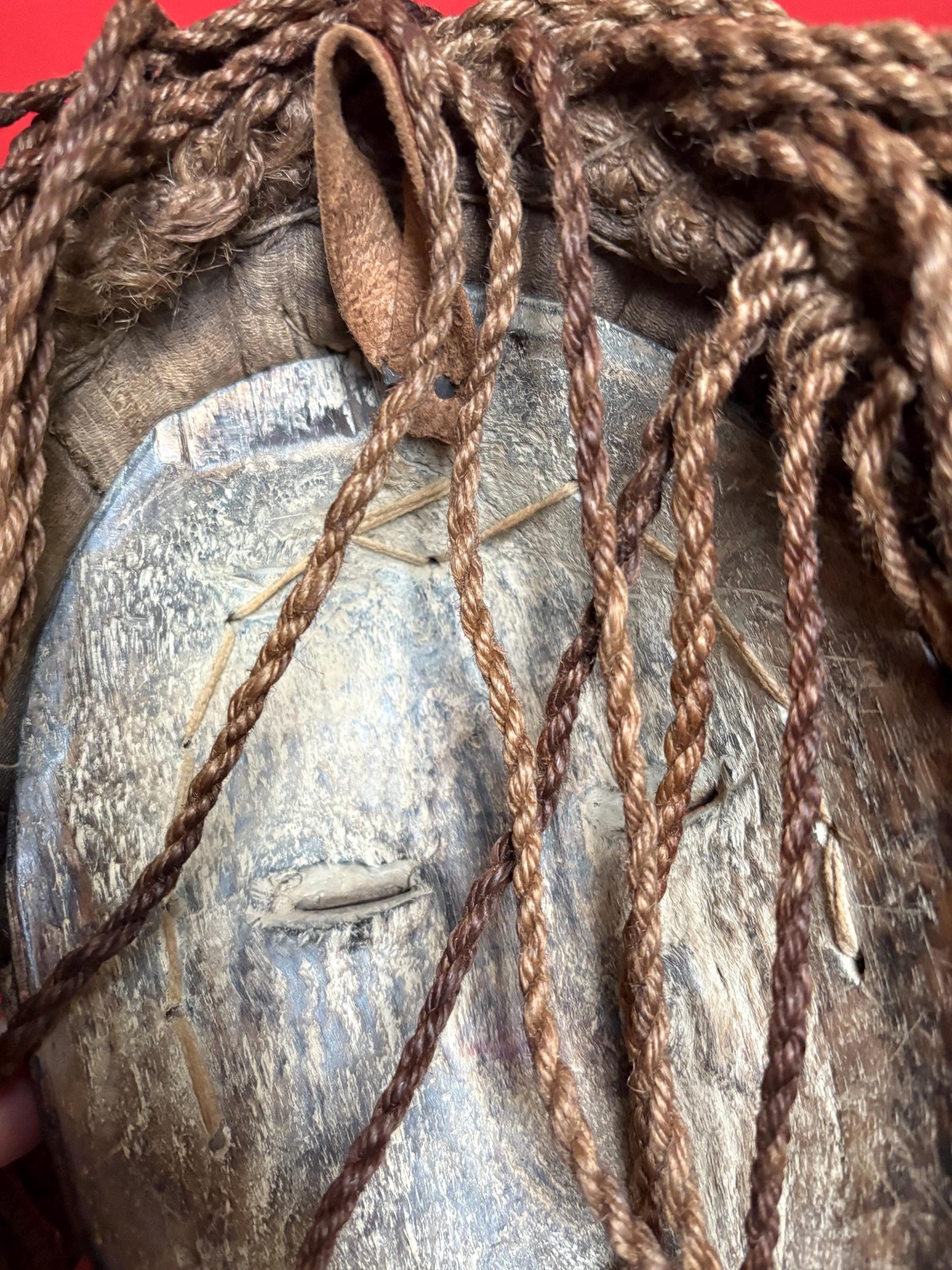 Authentic African tribal antique Dan mask - 15 x 10“ wide with hair - beautiful shells  a real stunner  great value