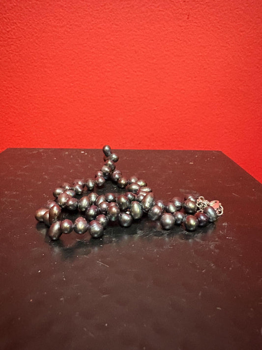 Small beautiful approximately 15 inch long black Fresh seawater pearl necklace great value and great gift