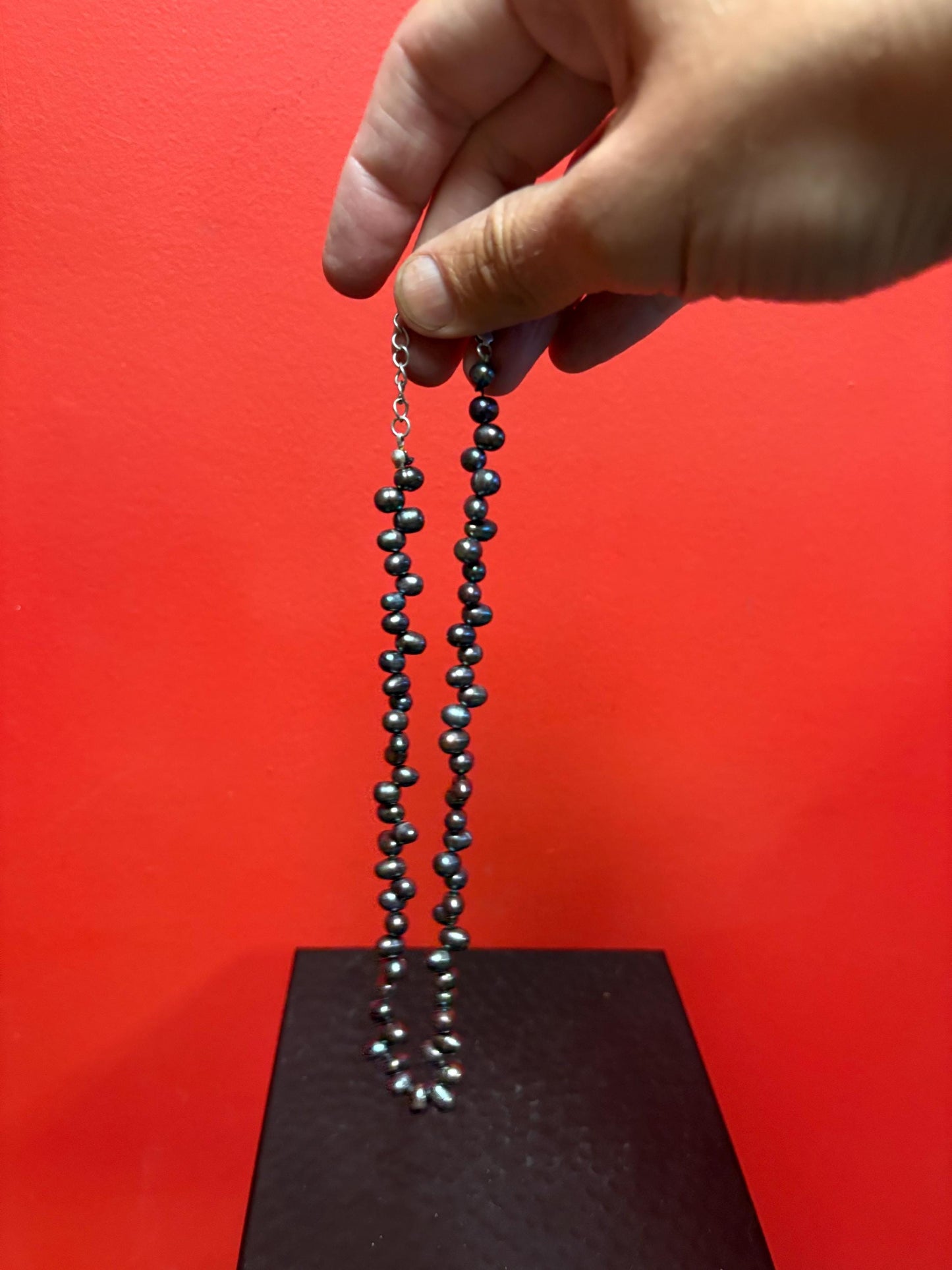 Small beautiful approximately 15 inch long black Fresh seawater pearl necklace great value and great gift