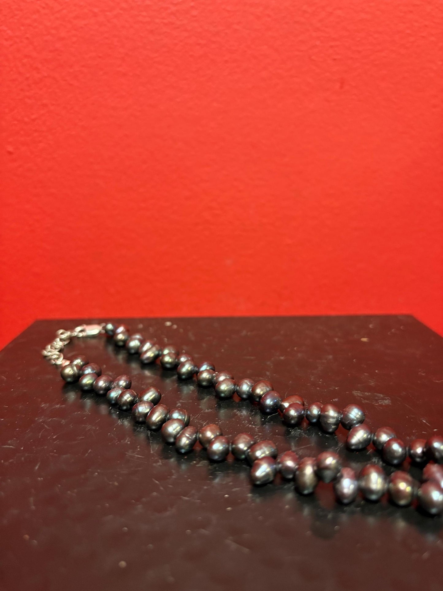 Small beautiful approximately 15 inch long black Fresh seawater pearl necklace great value and great gift