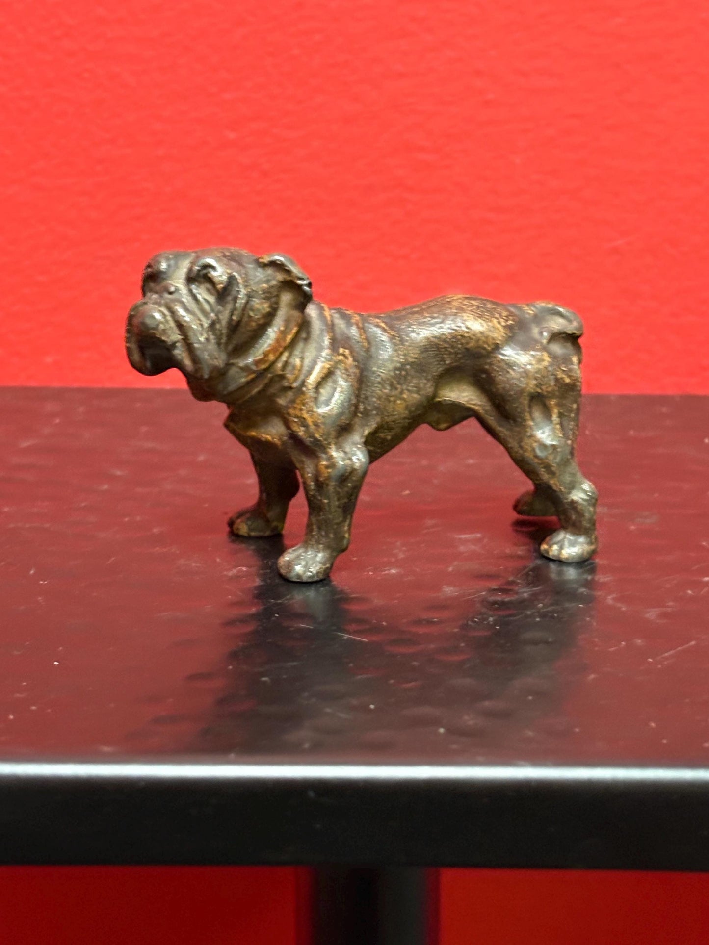 Stunning antique 3 by 2 inch high bronze bulldog  wonderful patina and amazing gift bulldog -