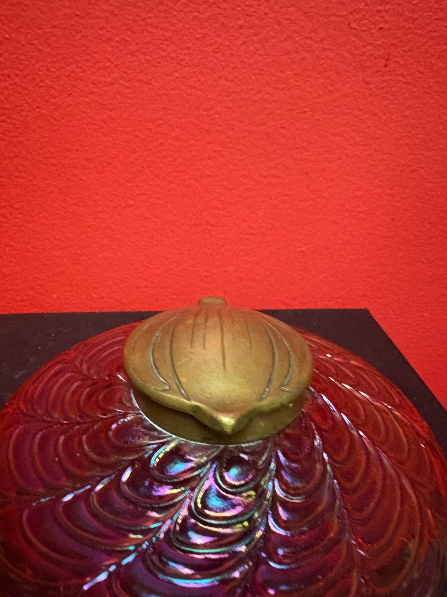 Magnificent Kralik Loetz authentic art nouveau inkwell with bronze top fabulous colour and condition  wow   5 x 2 1/2 high