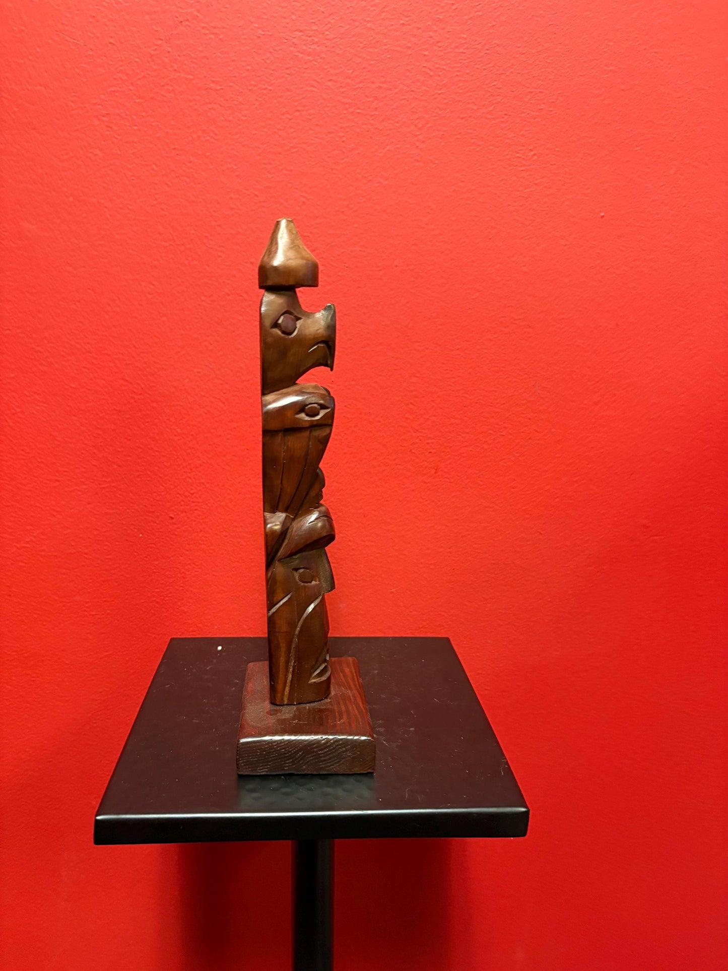 Signed stunning 10 inch carved indigenous First Nations northwest coast carved transformation totem pole with amazing detail! Great value