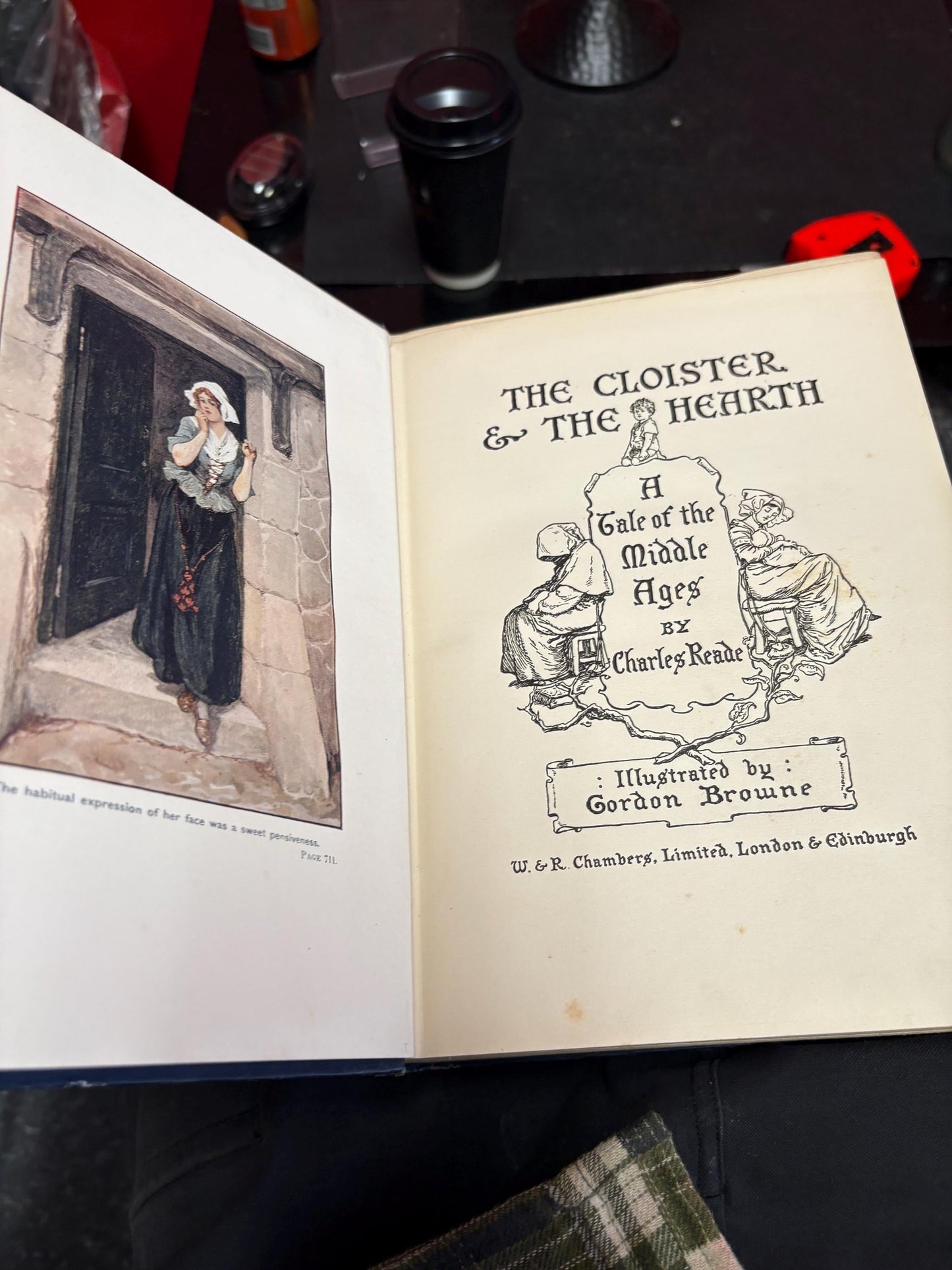 beautiful 19 century copy of the cloister and the hearth  one page loose otherwise decent condition with great pictures