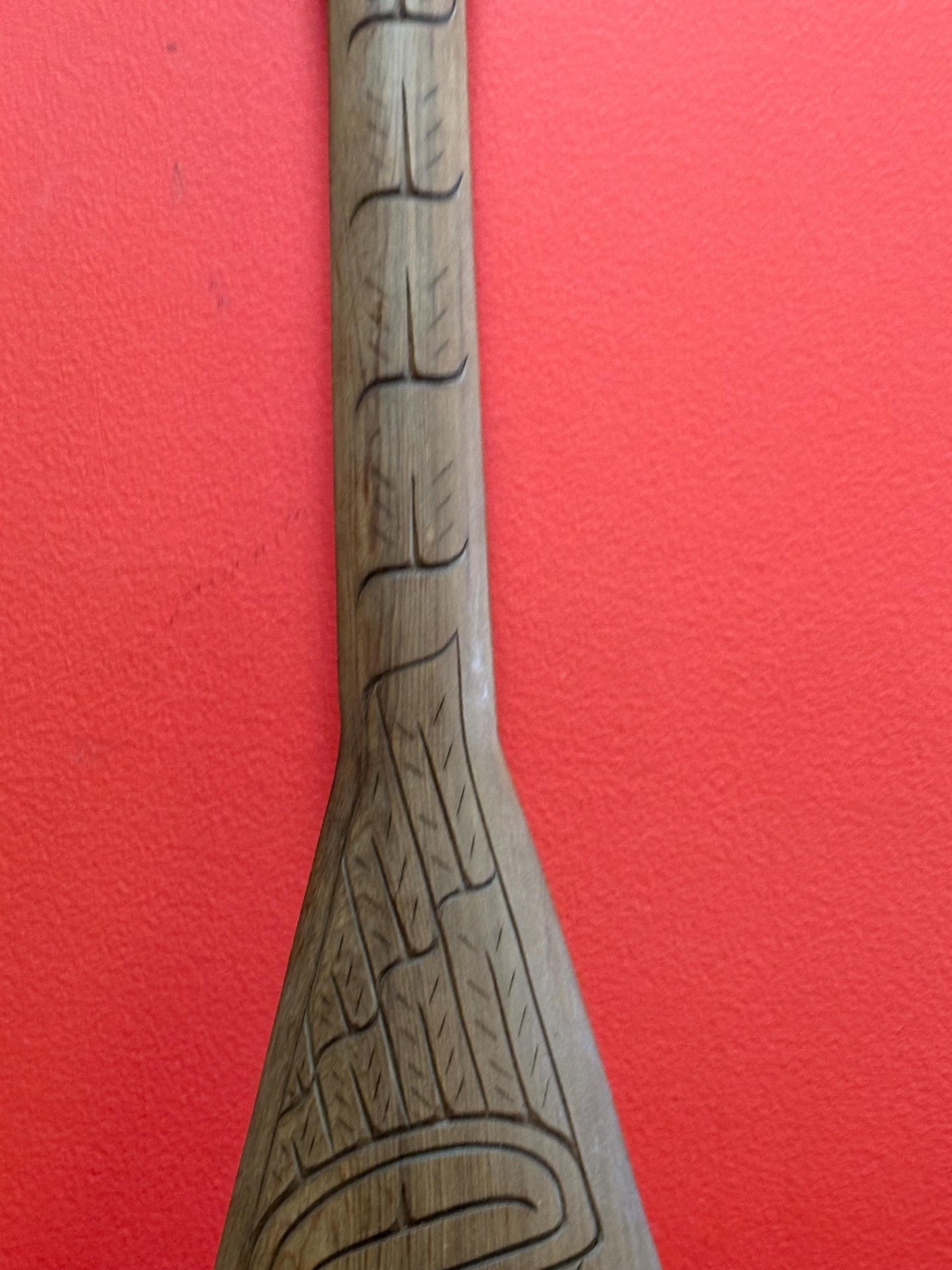Beautiful 32 x 5 inch eagle paddle  indigenous First Nations Pacific Northwest coast  signed  great detail  needs hanger