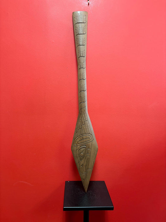 Beautiful 32 x 5 inch eagle paddle  indigenous First Nations Pacific Northwest coast  signed  great detail  needs hanger