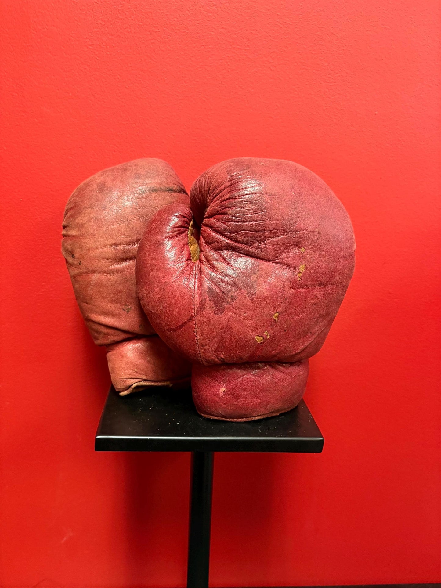 Amazing pair of 9 inch long antique leather boxing gloves  great condition for age  see photos  perfect gift