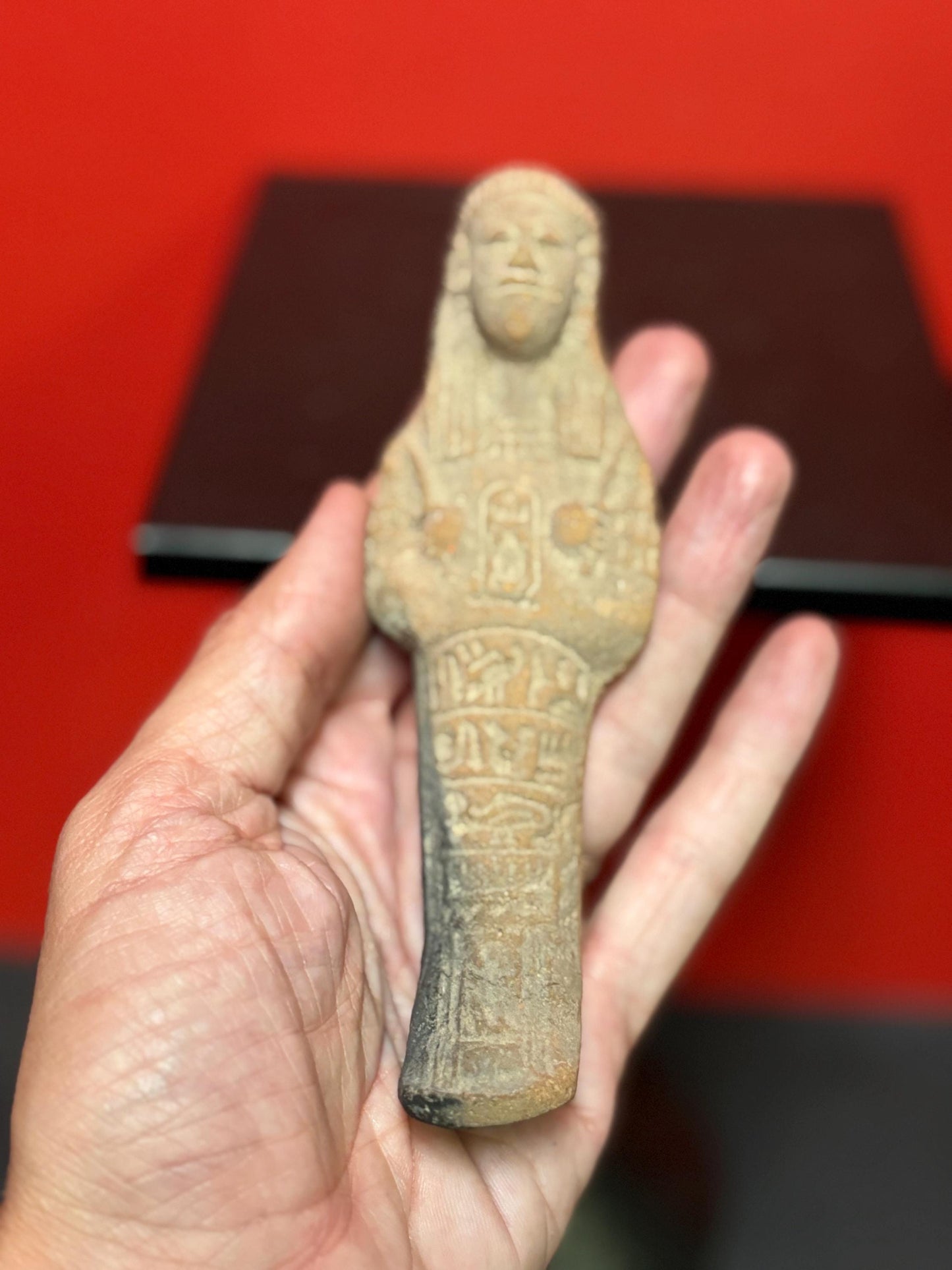 fabulous museum quality rare 6 1/2 inch Egyptian ancient terra-cotta statue with amazing detail - see description- wow