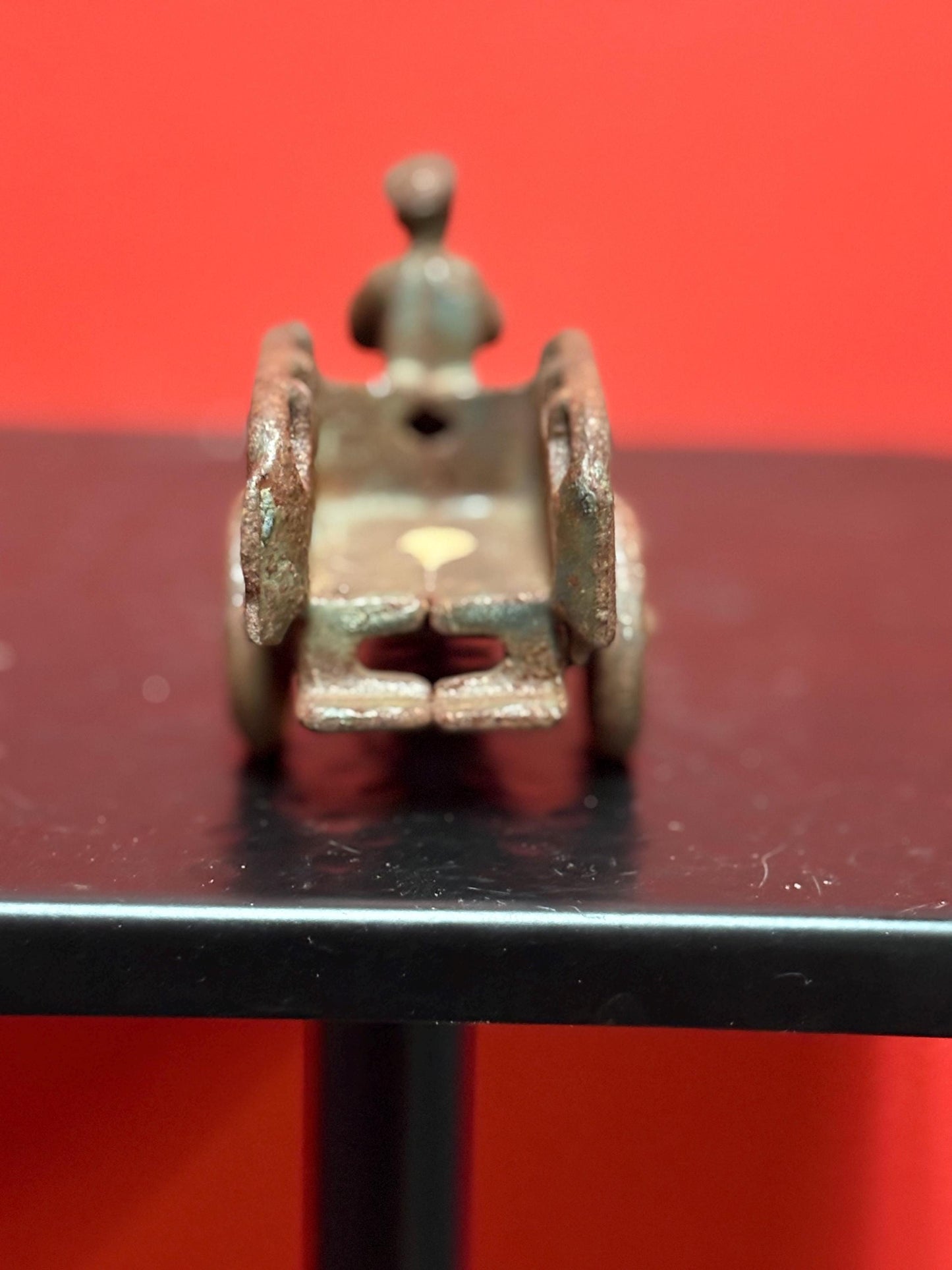 Lovely antique hubley cast iron crash car rare 5 by 3 inches high amazing patina and detail - wow