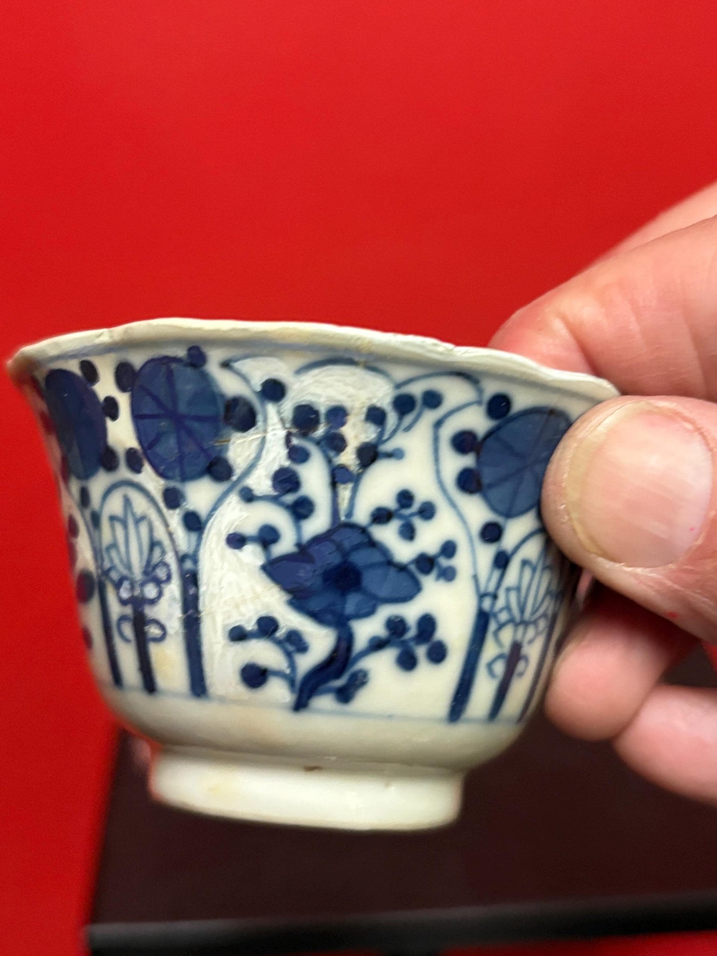 Fabulous early antique Chinese blue and white cup - great condition 3 x 2 high  wow