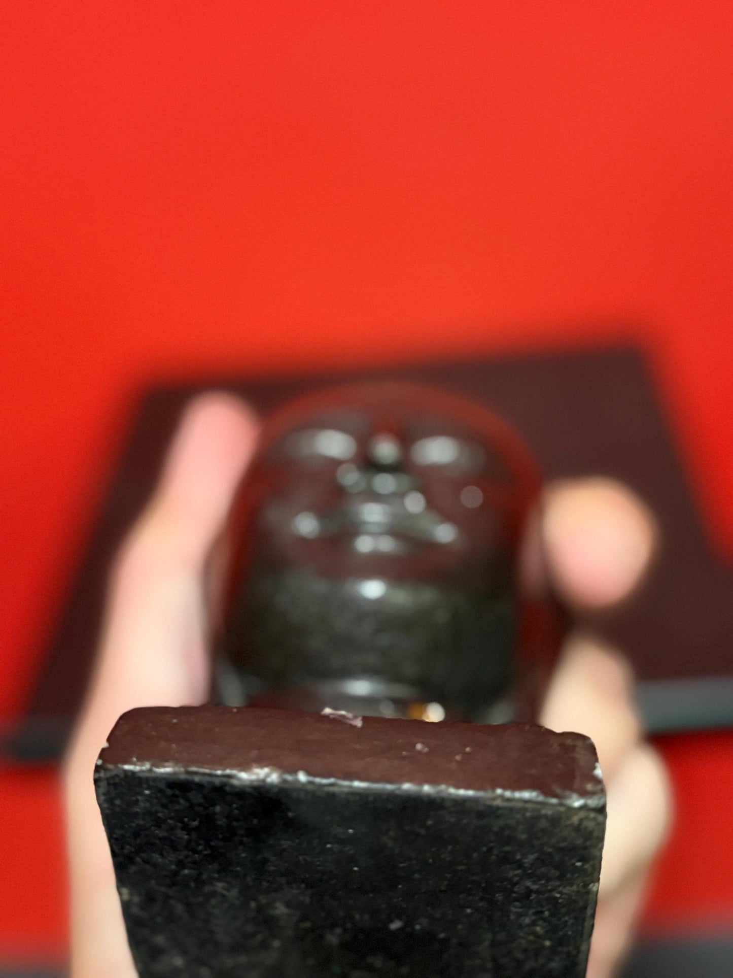 Older Asian cast-iron 6 inch high Buddha head with amazing patina  great gift