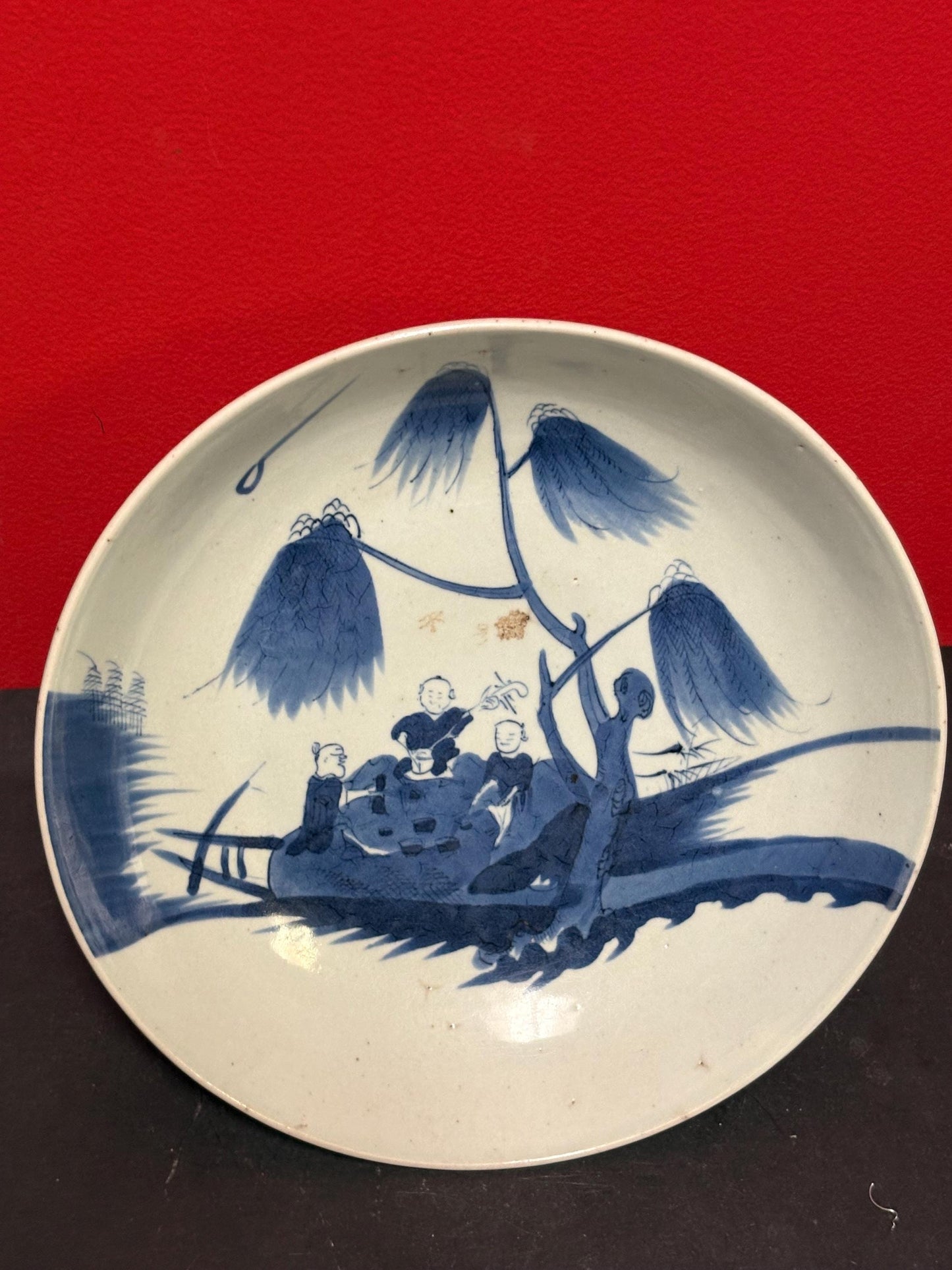 Stunning late 18 century rare Chinese 11 inch charger  wonderful imagery with little damage in the middle  truly amazing value