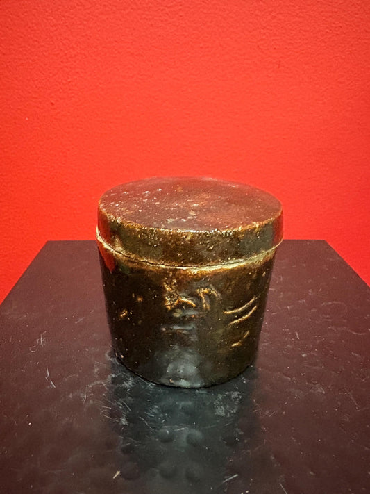 Absolutely beautiful museum quality rare  pre  1800 Chinese soy glazed clay pot with lid  fabulous condition and intense beauty