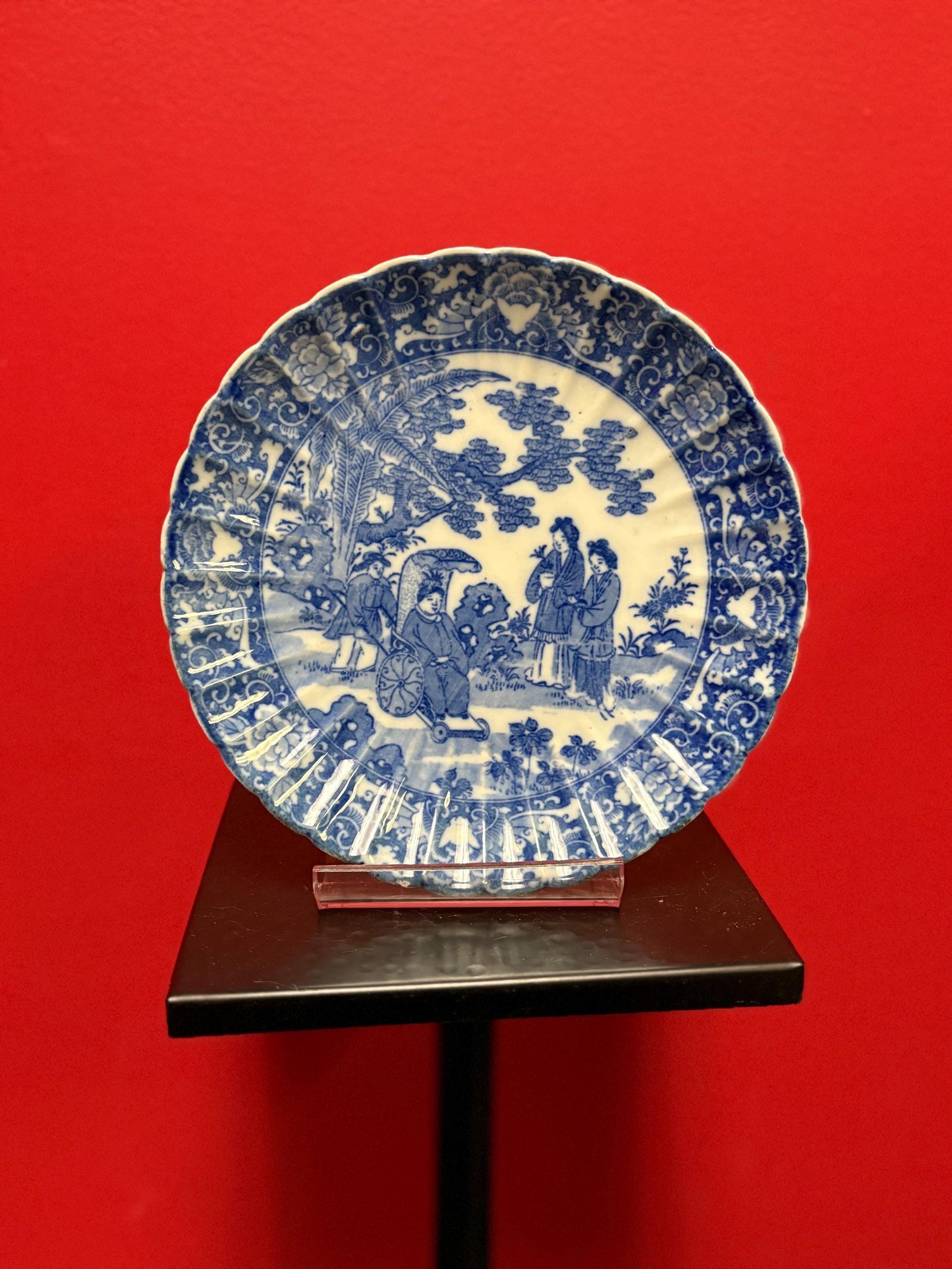 fabulous  early 19 century signed Chinese blue and white plate in mint condition