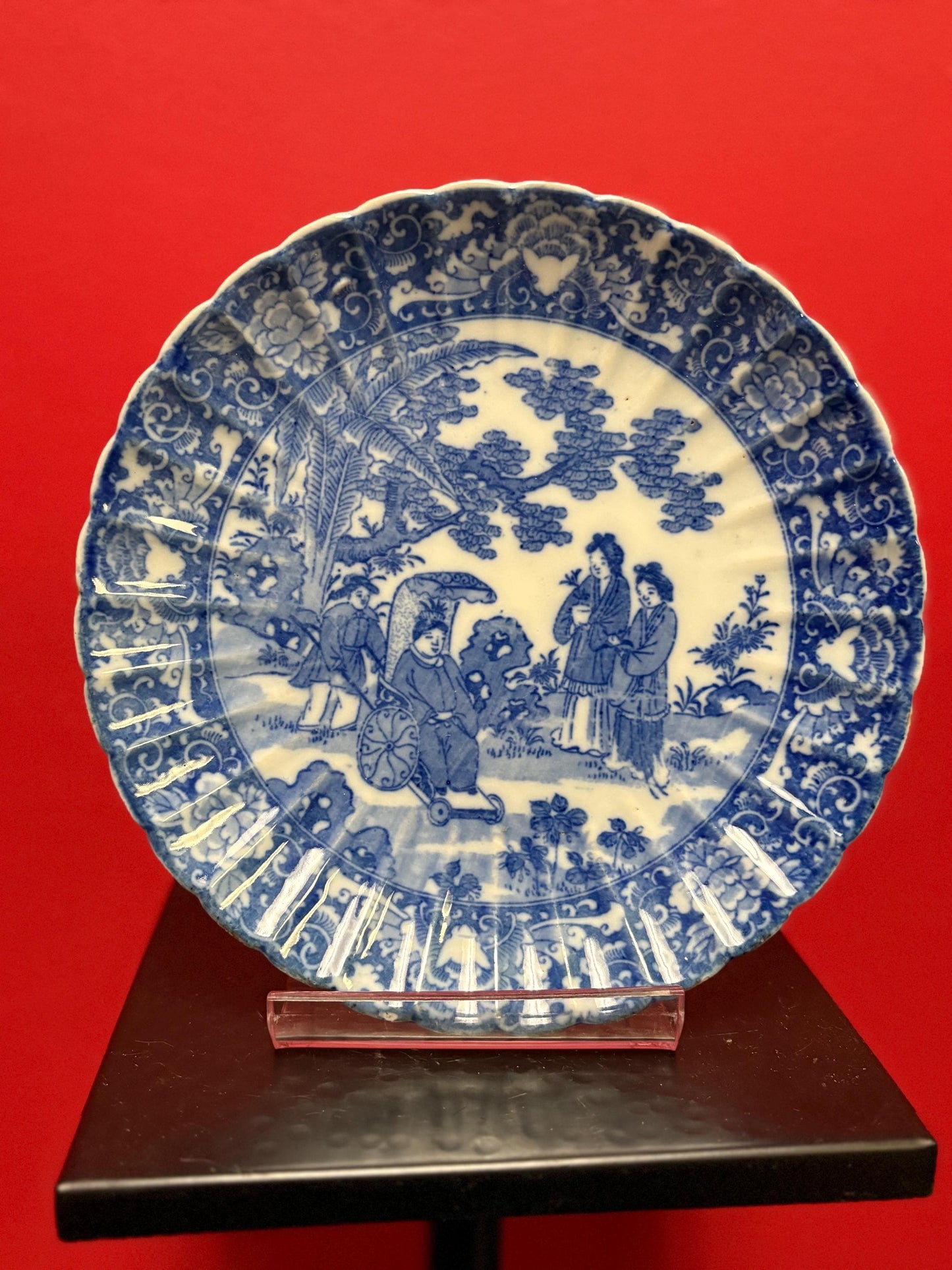 fabulous  early 19 century signed Chinese blue and white plate in mint condition