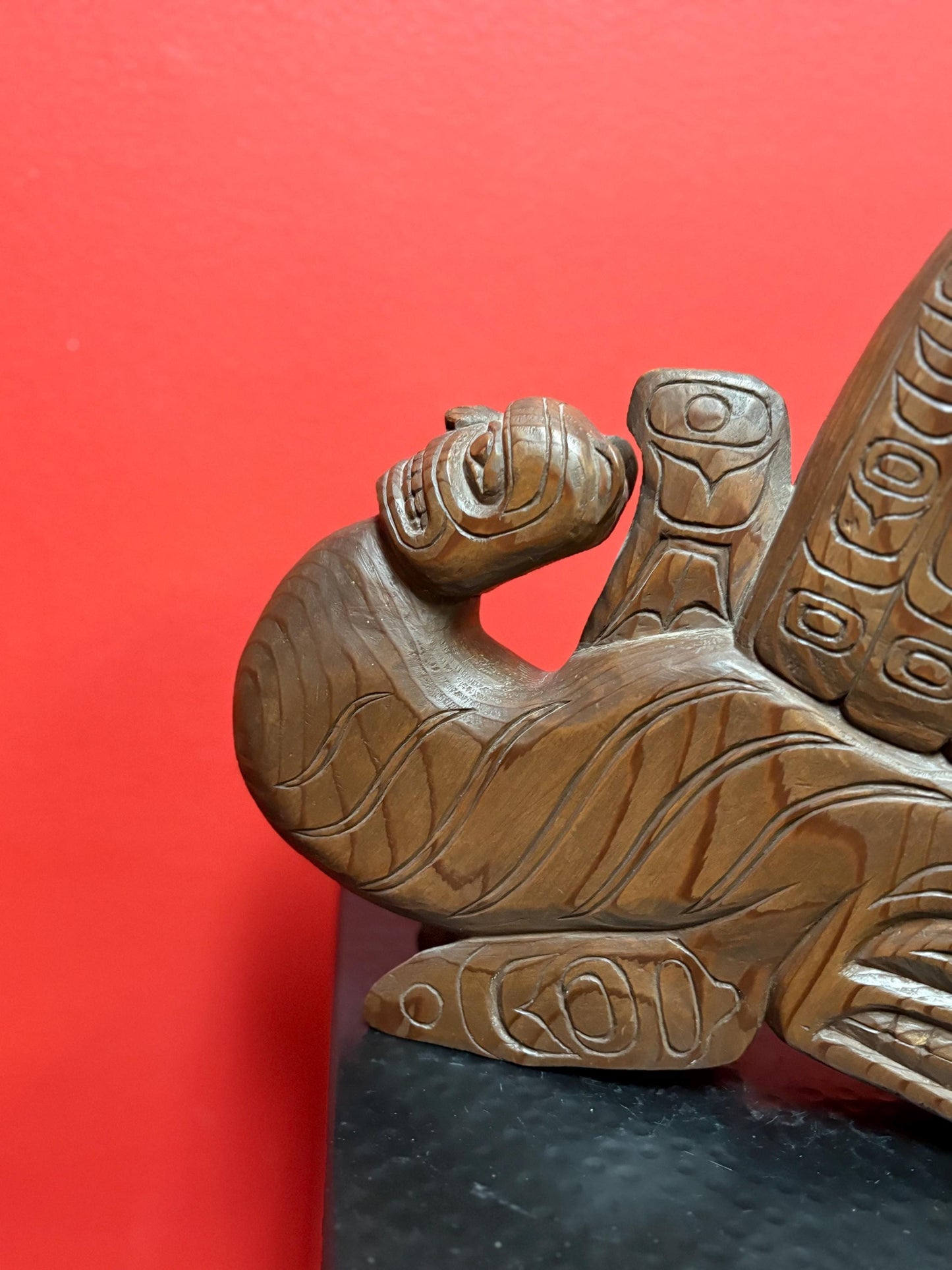 Magnificent indigenous first nations pacific north West Coast 10 x 10 3-D carving of Eagle human killer whale transformation wow