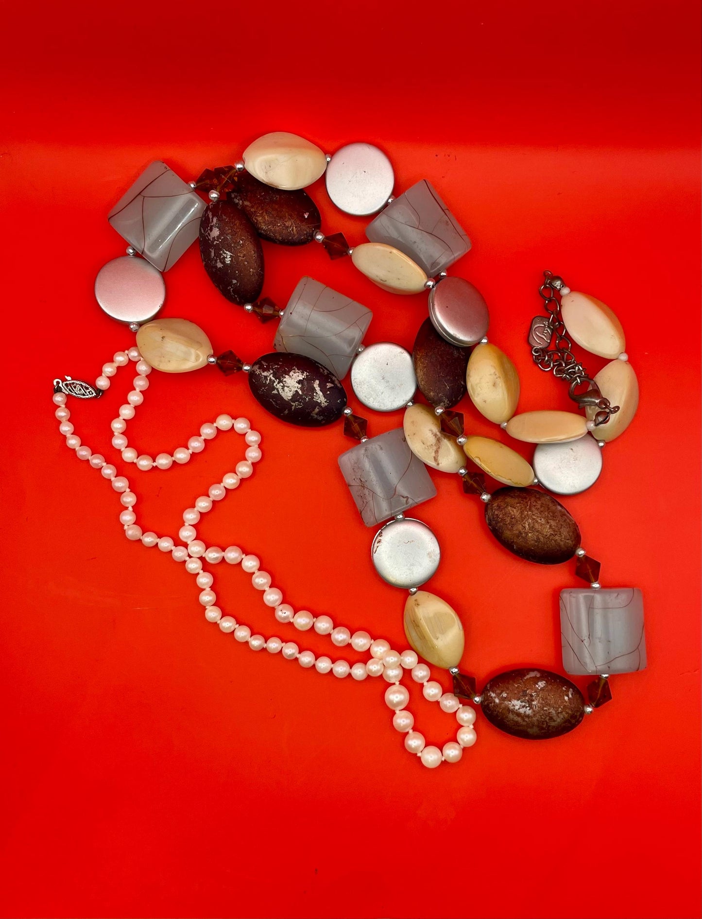 Lot of 7 Assorted Necklaces  Mixed Styles, Lengths and Materials