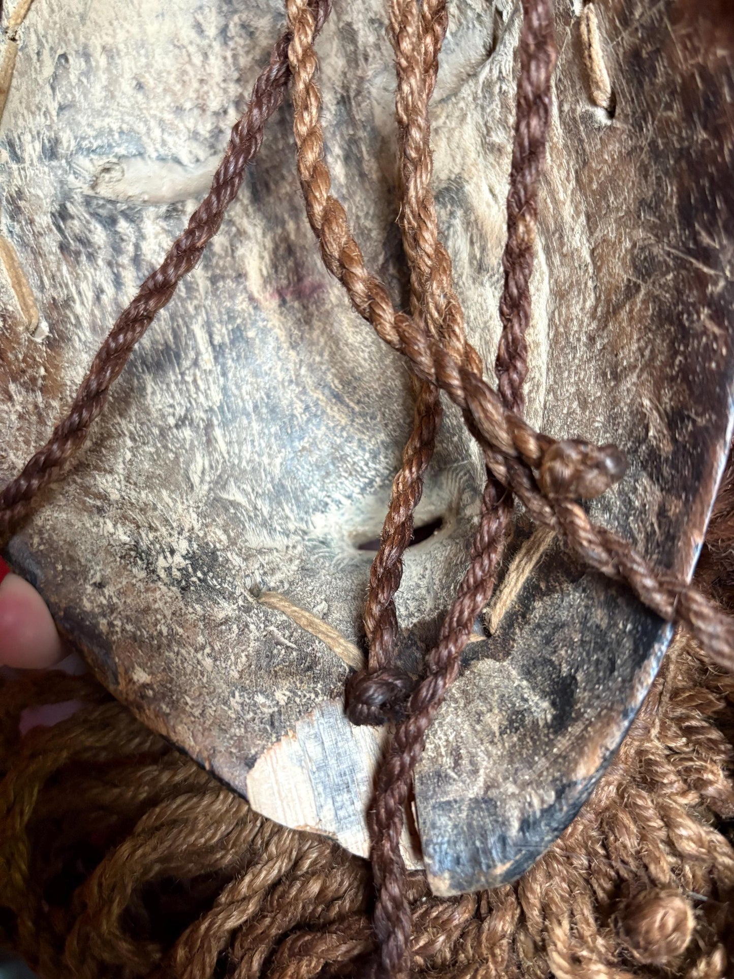 Authentic African tribal antique Dan mask - 15 x 10“ wide with hair - beautiful shells  a real stunner  great value