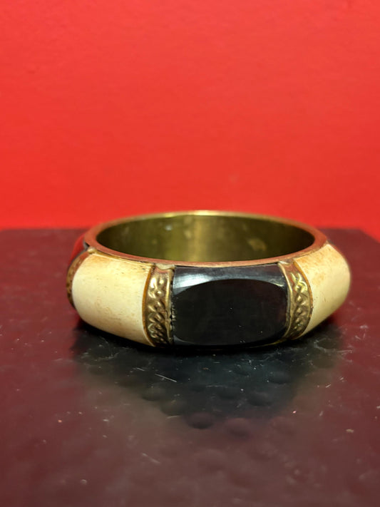 Beautiful vintage brass and bone Persian bracelet  3 inches across  great gift