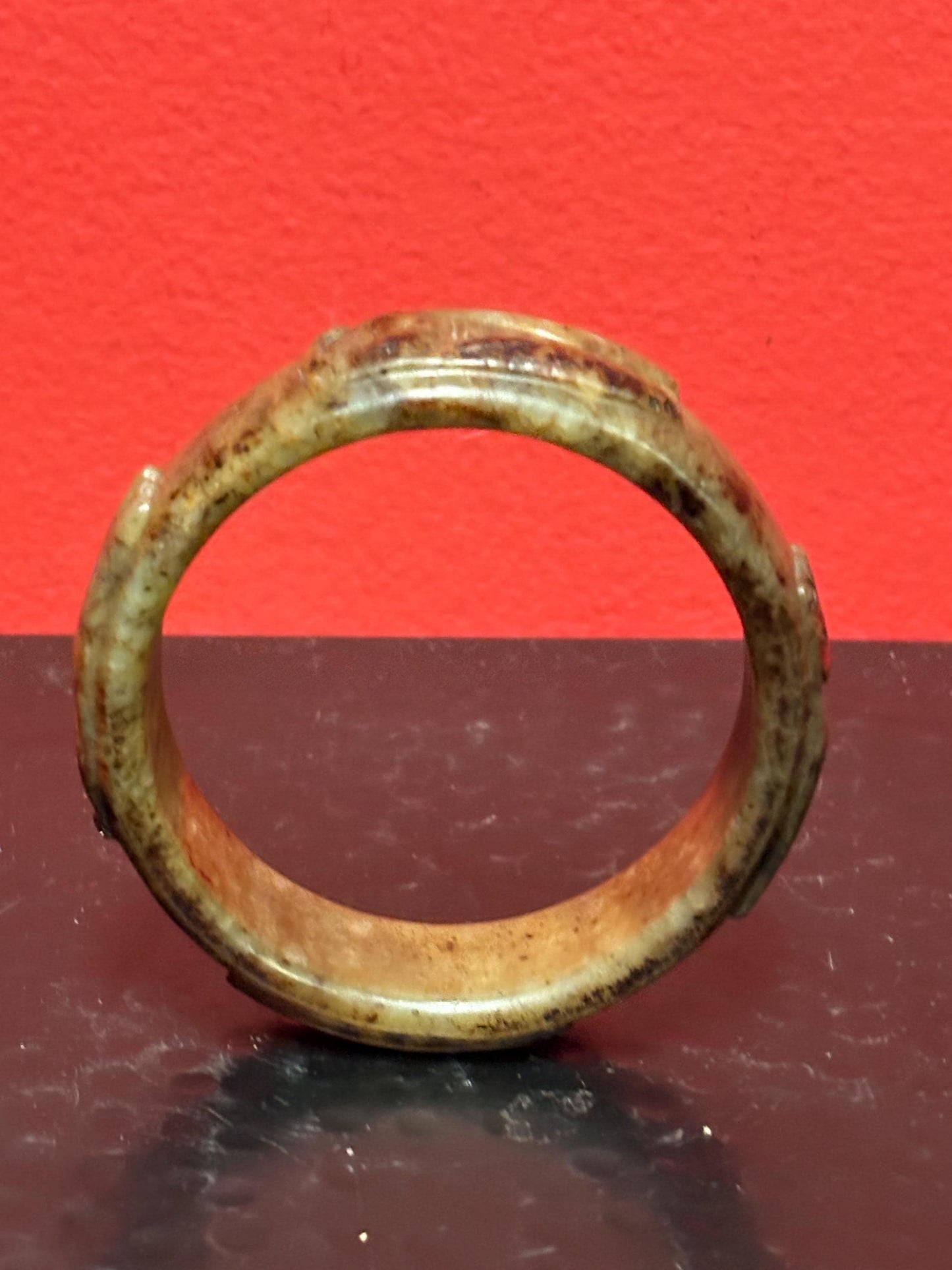 Stunning heavy antique Chinese carved jade bangle incredible detail and 3 x 1 high wow