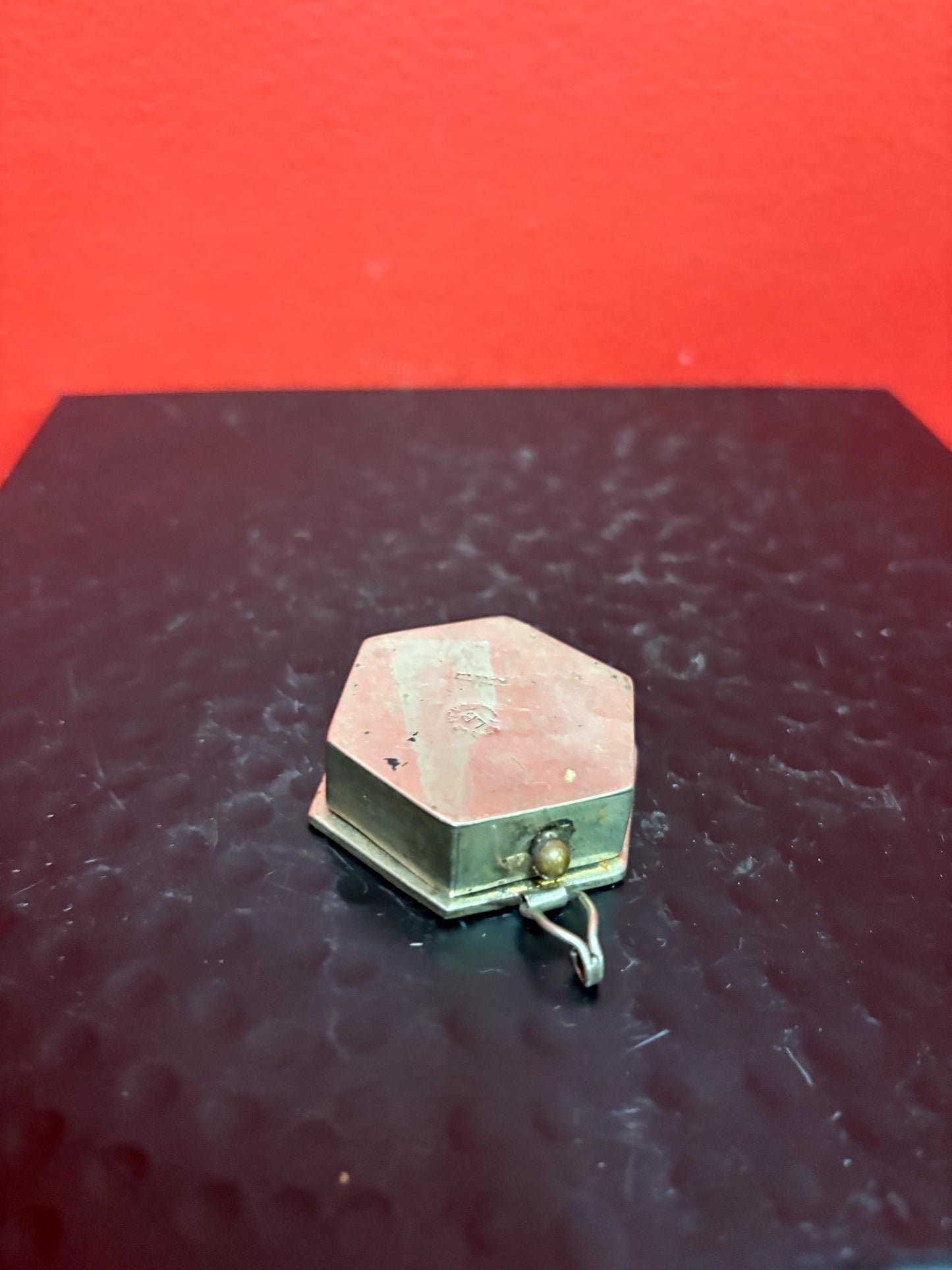 Mexican untested silver and abalone shell box 2 inches long