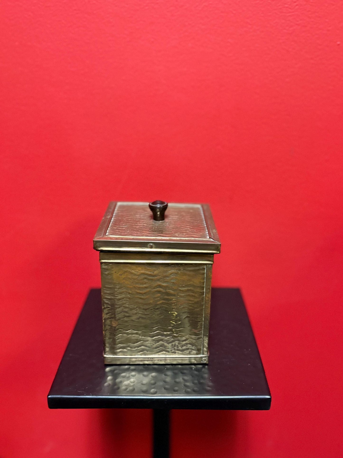 Small signed antique Indian brass planter 6 x 4 x 3 1/2“ high