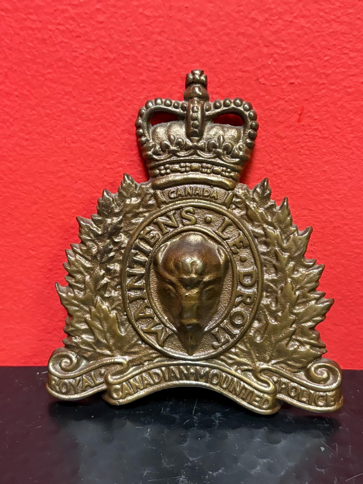 5 1/2 inch tall RCMP vintage royal Canadian mount police plaque bronze