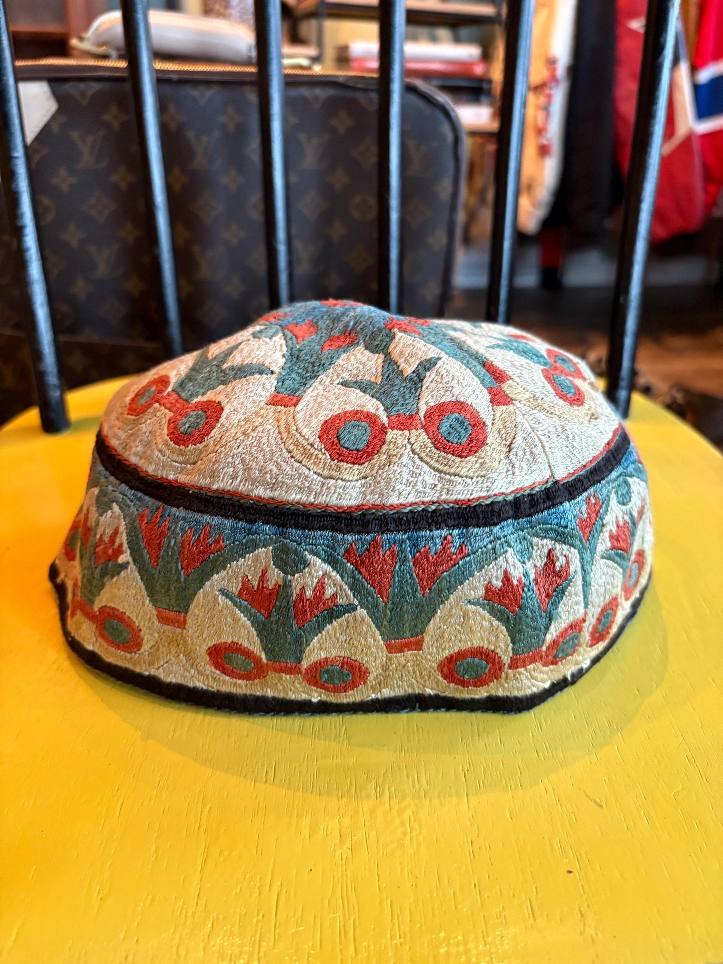 Beautiful antique 8 x 8 x 4 high approximately silk Turkish fez hat