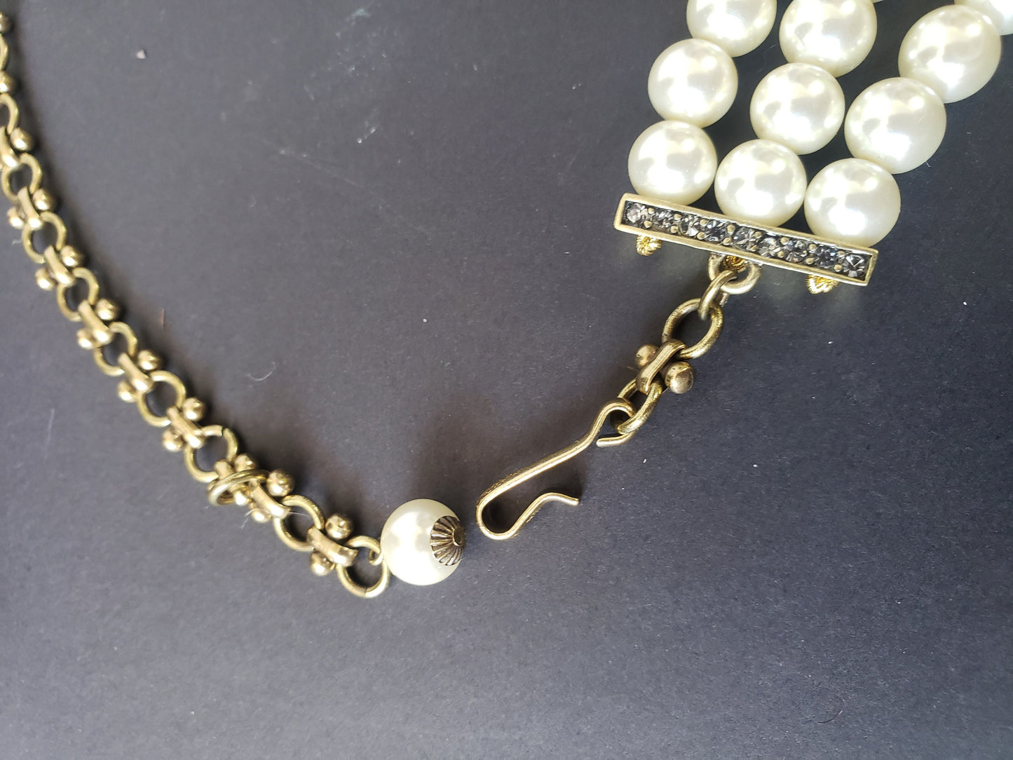 Vintage Faux Pearl and Rhinestone Necklace