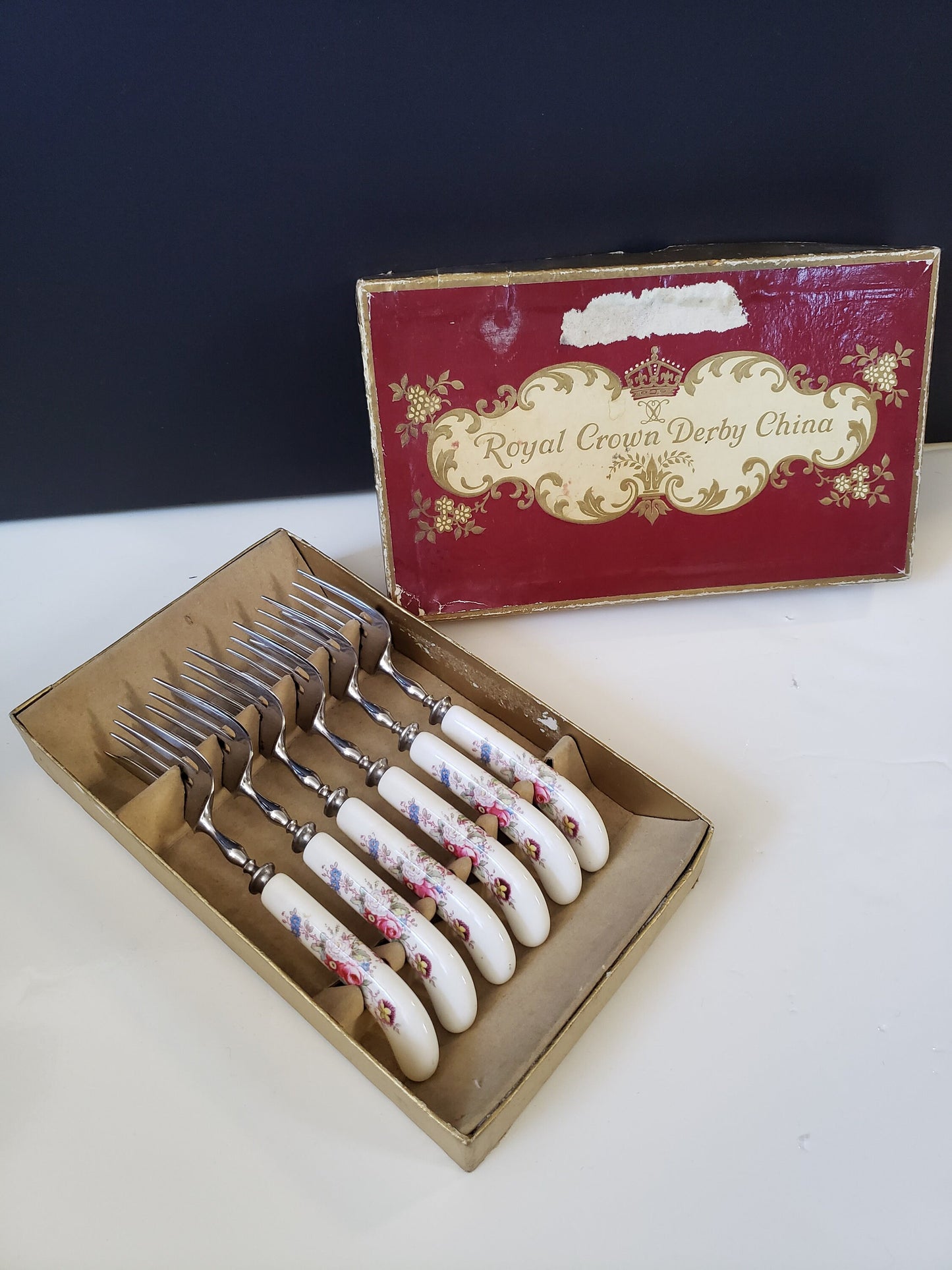 Set of Royal Crown Derby Snack Forks in Original Box
