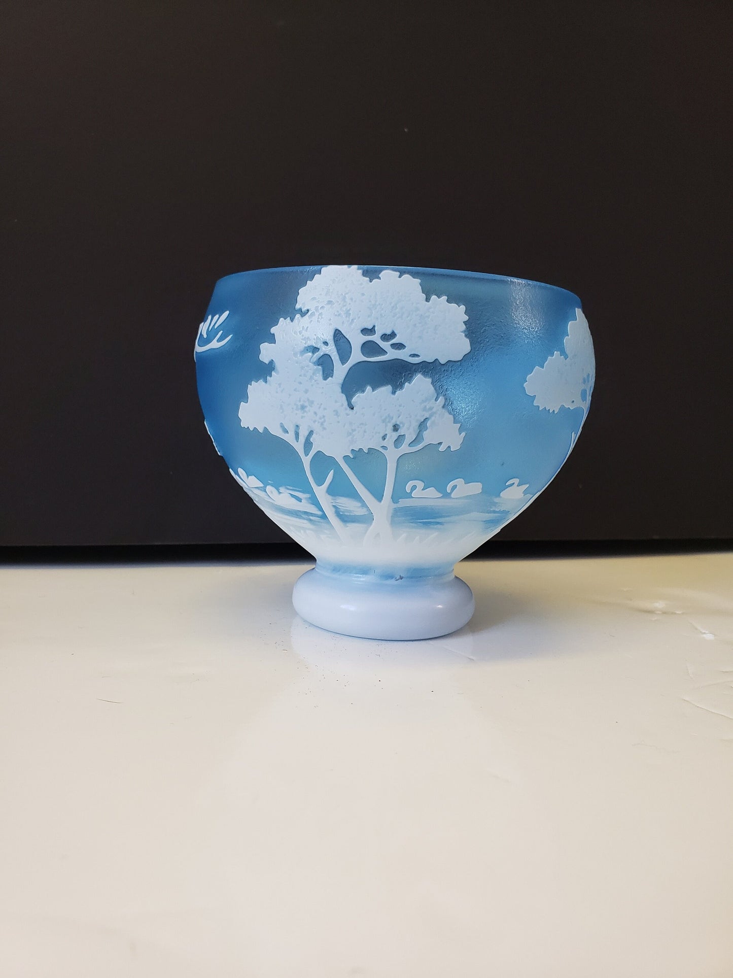 Faux Signed Galle Bowl With Tree Design