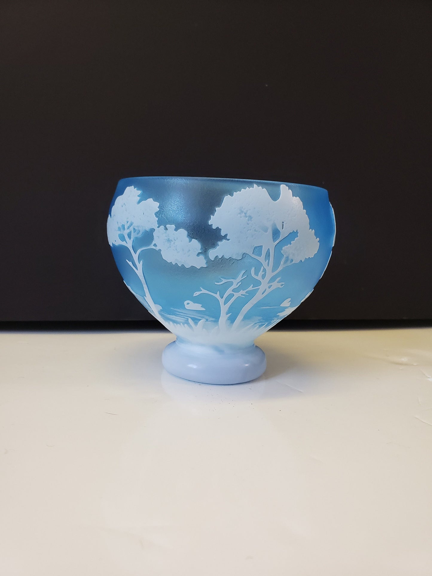 Faux Signed Galle Bowl With Tree Design