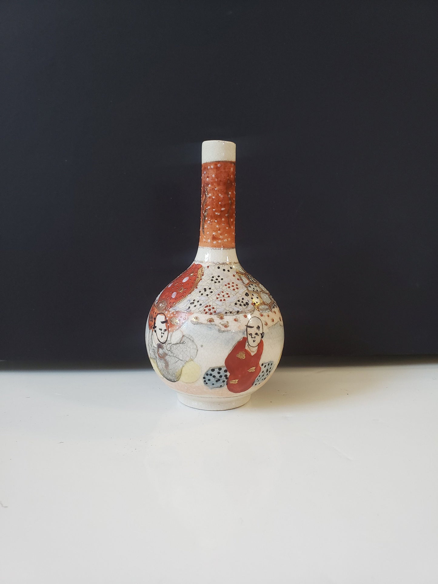 Japanese Antique Satsuma Bottleneck Vase